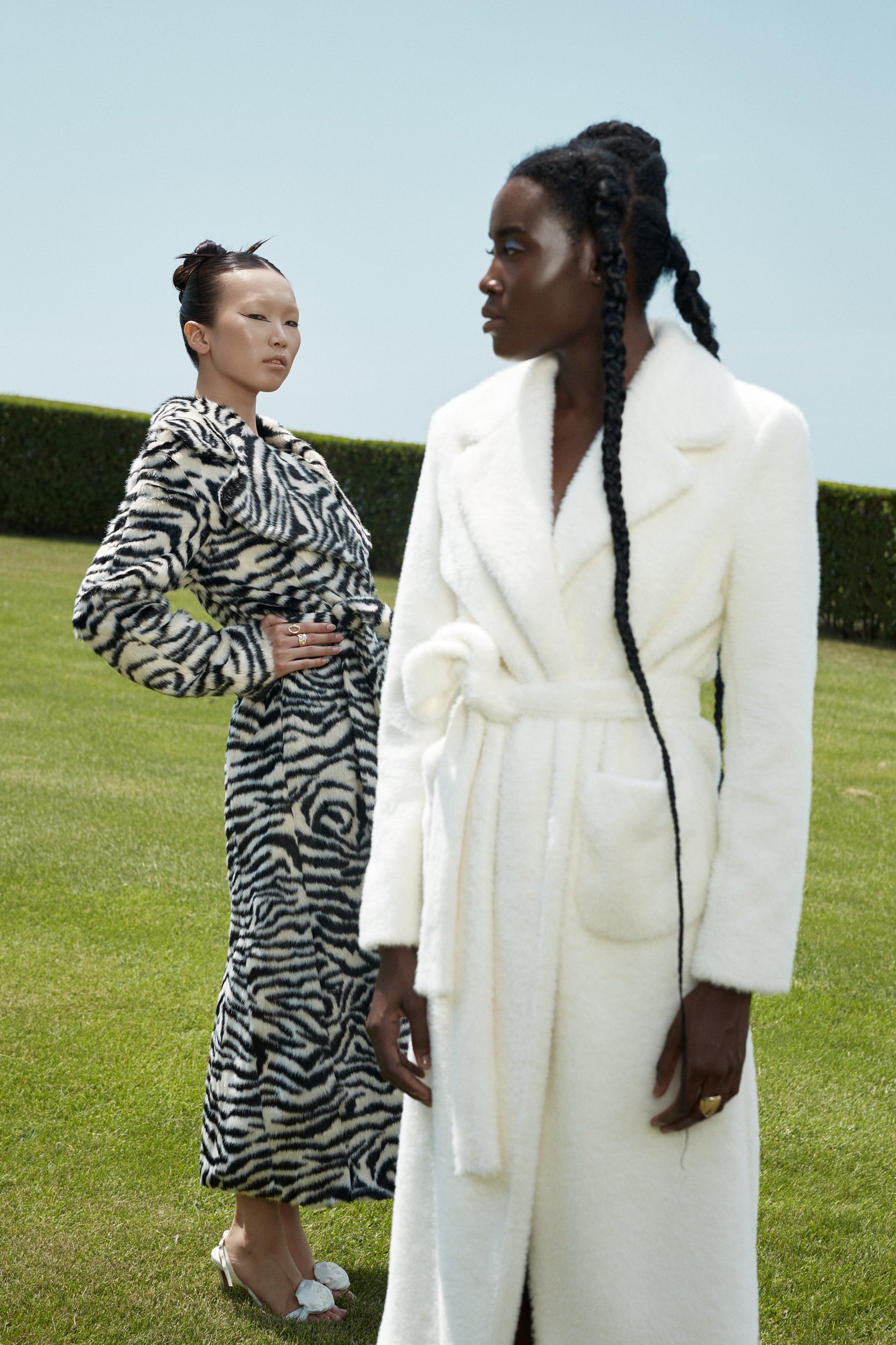 Long faux fur coat in zebra print
