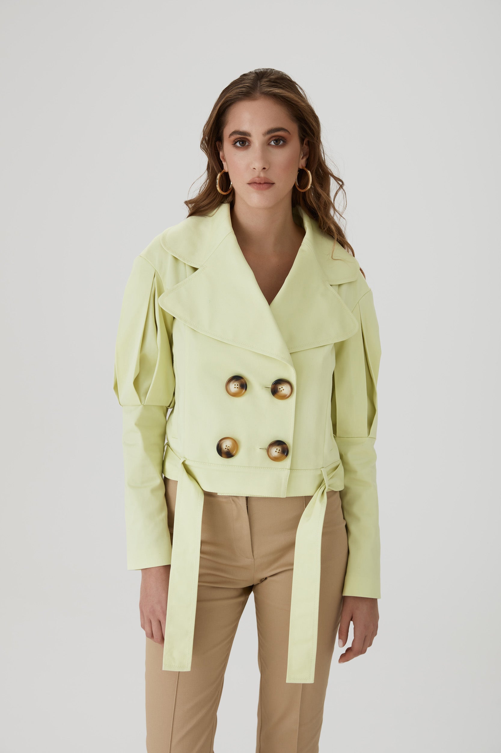 Statement jacket with oversized lapels in yellow