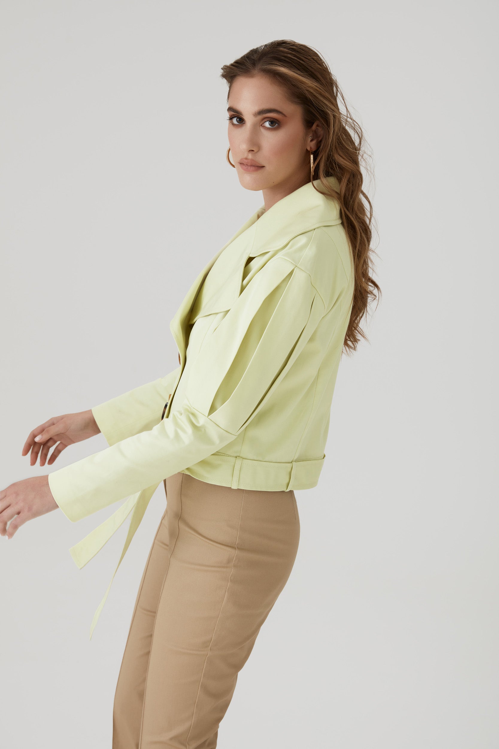 Statement jacket with oversized lapels in yellow