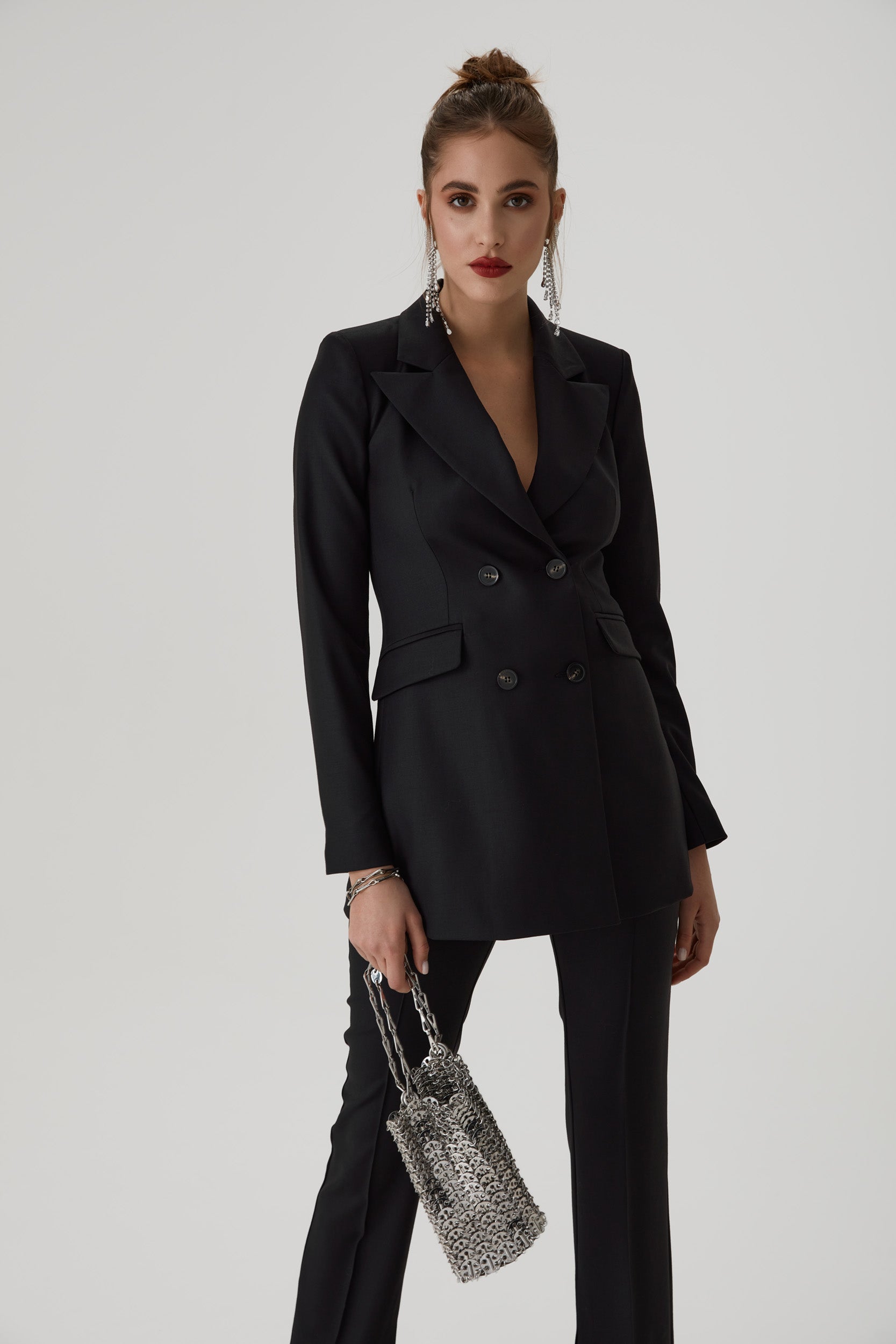 Virgin wool tuxedo blazer in black