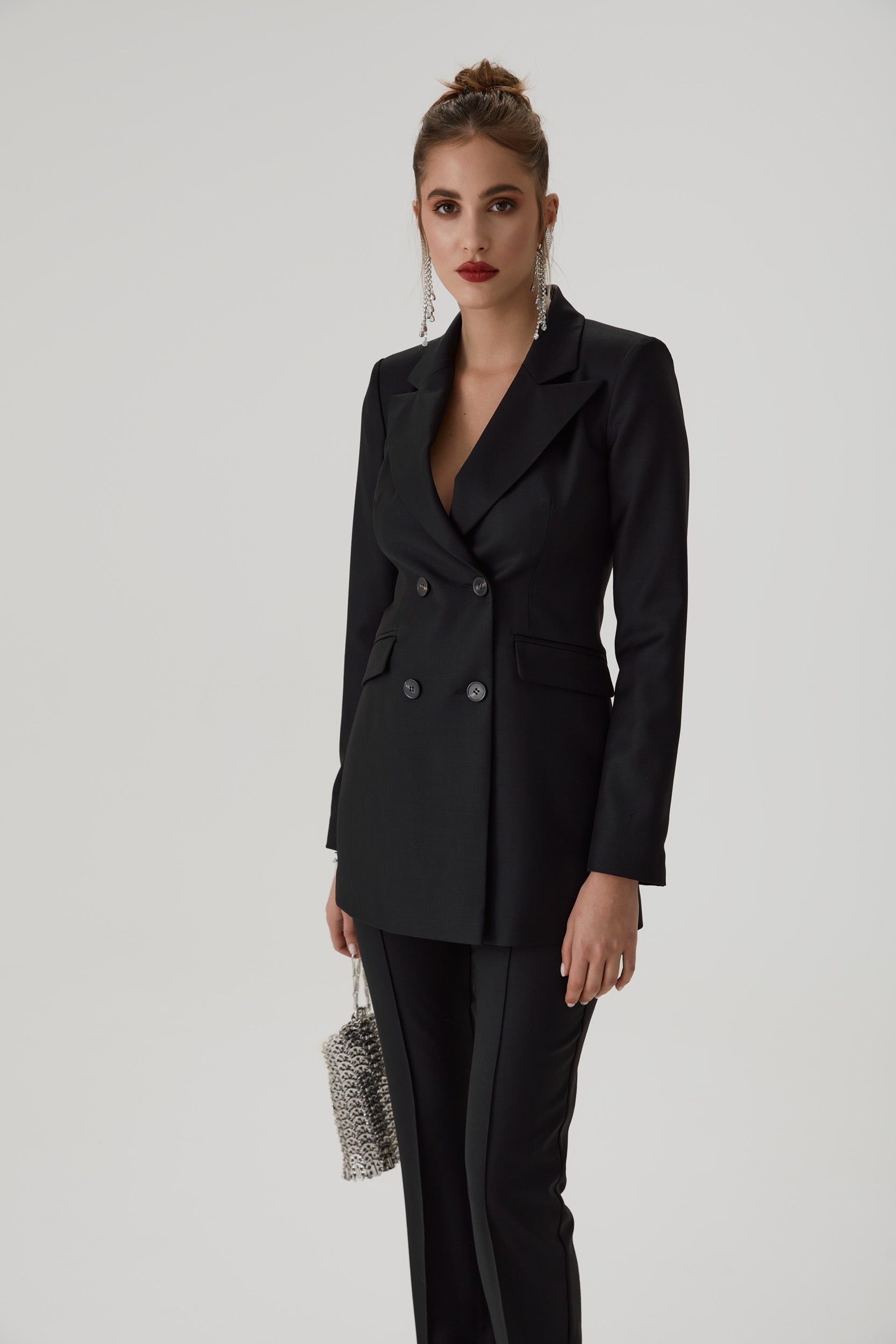 Virgin wool tuxedo blazer in black