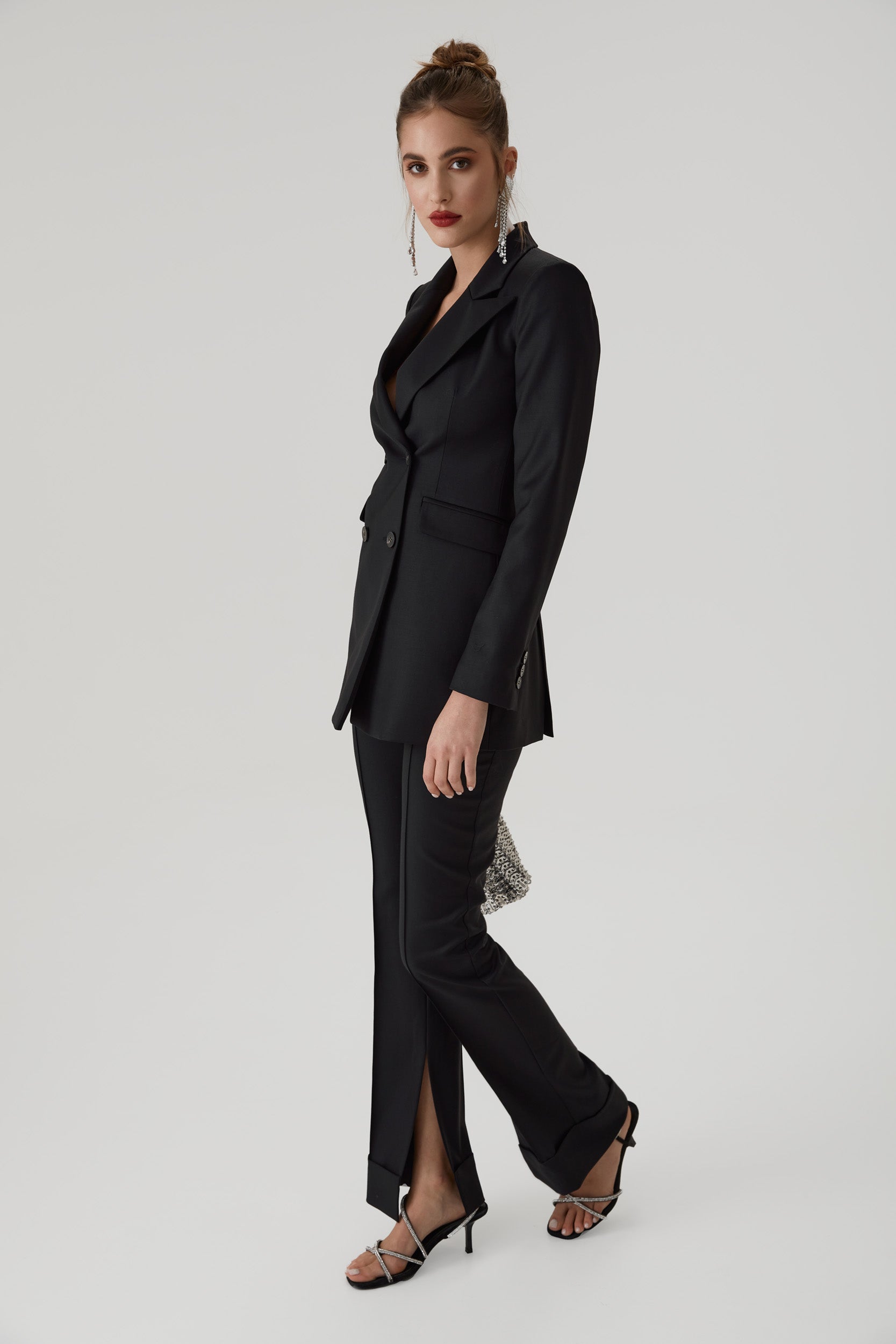 Virgin wool tuxedo blazer in black