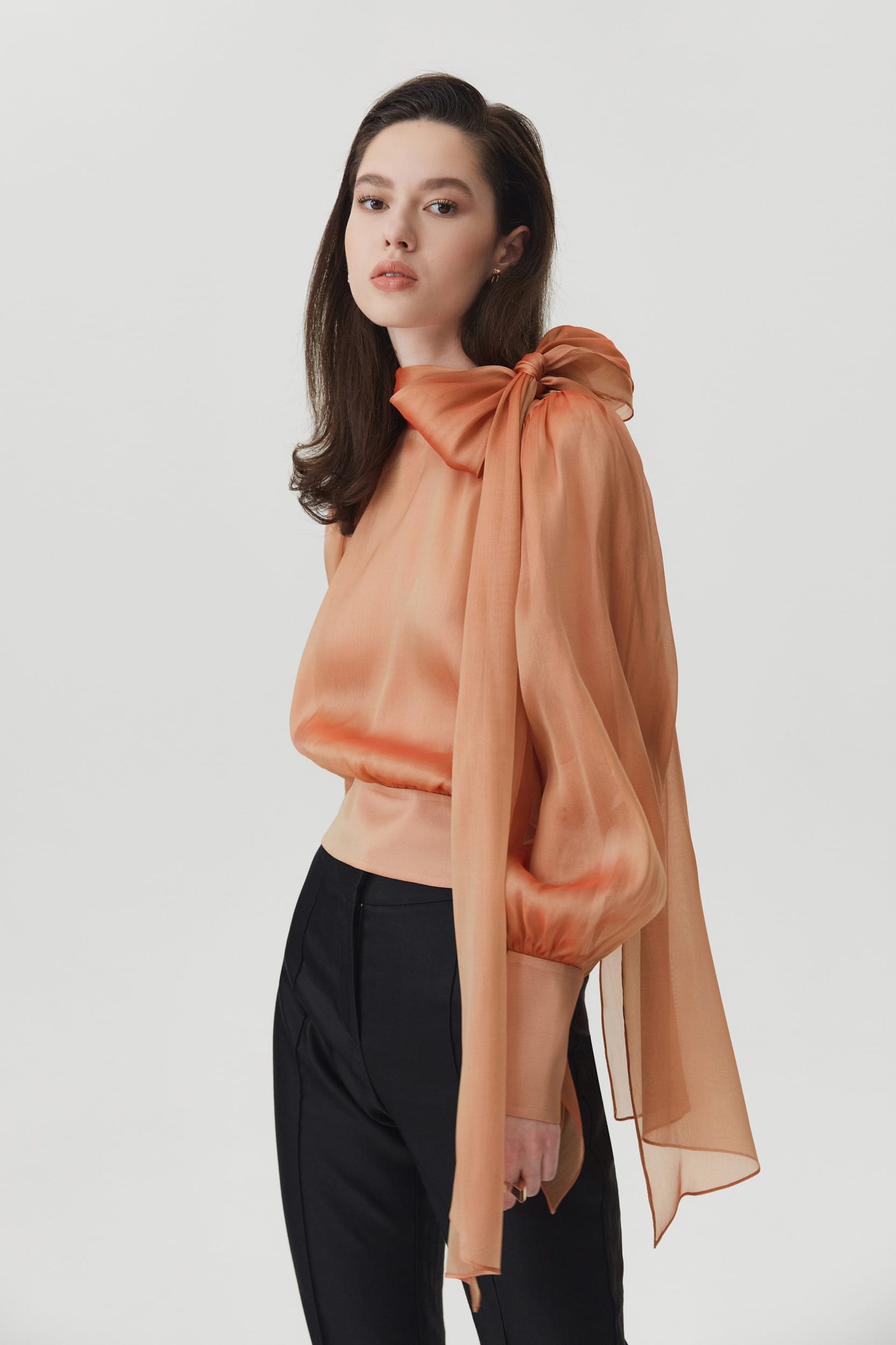 Flawless Orange Bow Blouse
