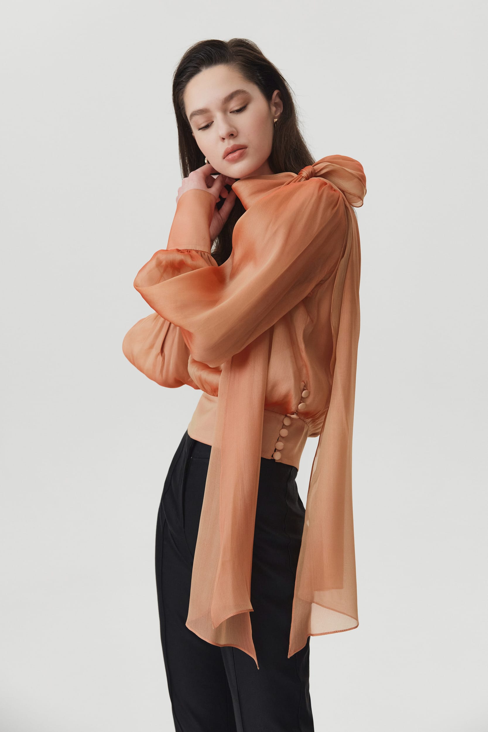 Flawless Orange Bow Blouse