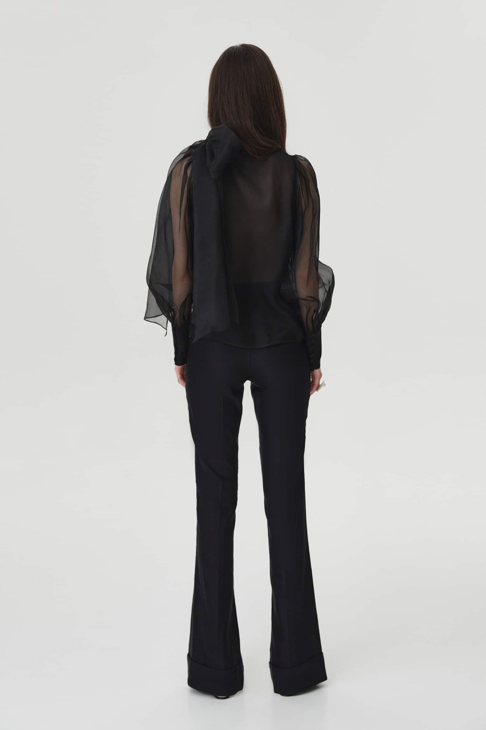 Sheer black organza-silk blouse