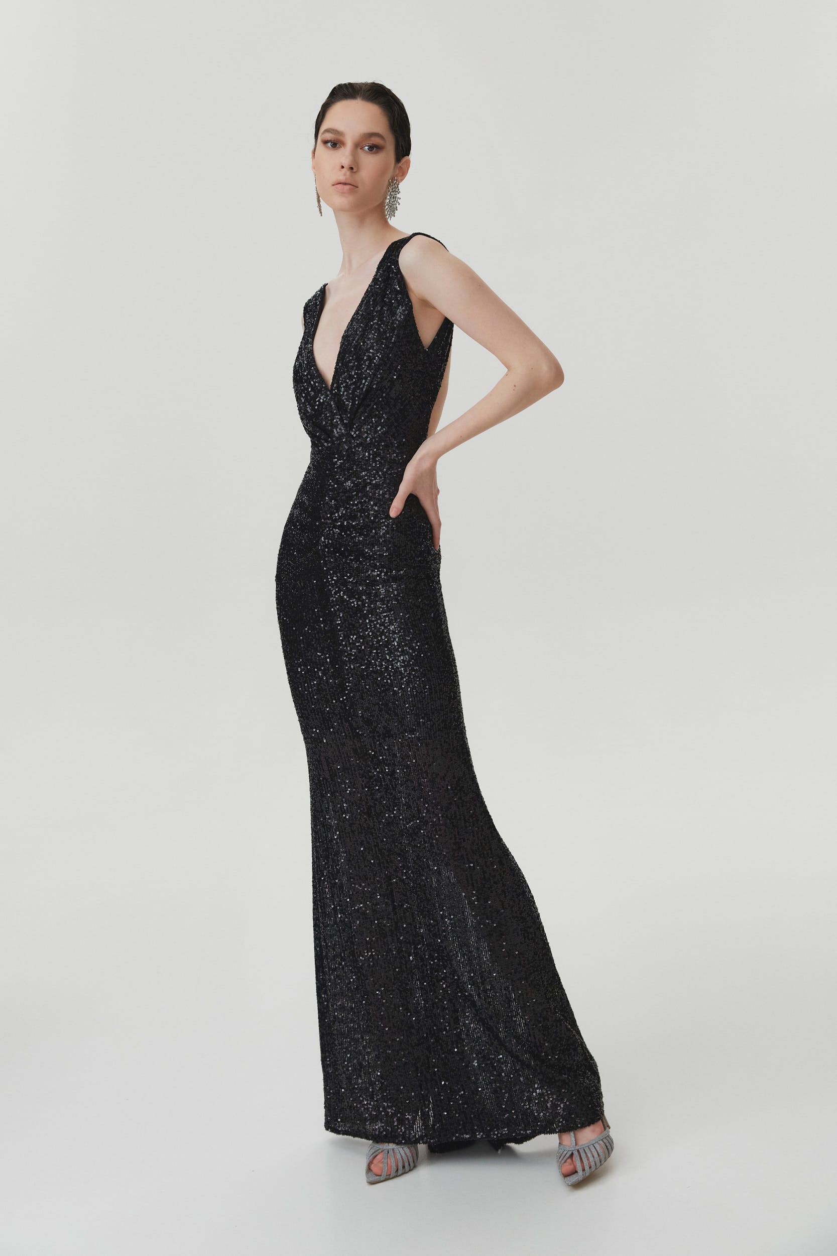 All eyes on you black sequin gown