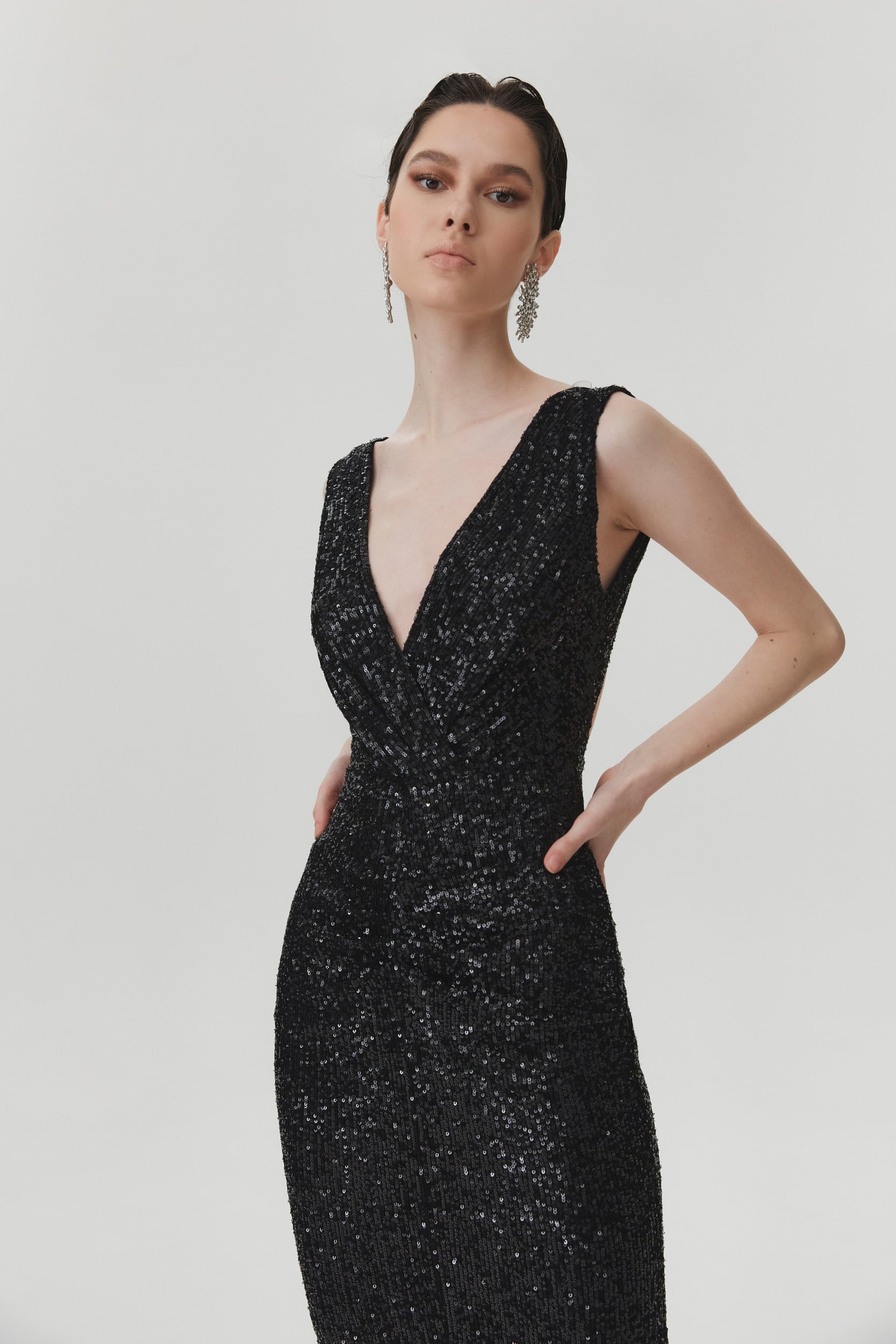 All eyes on you black sequin gown
