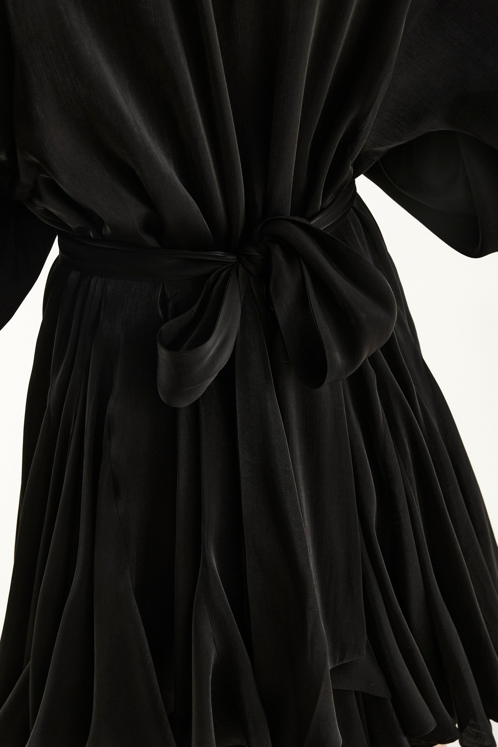 Black asymmetric pure-silk mini dress