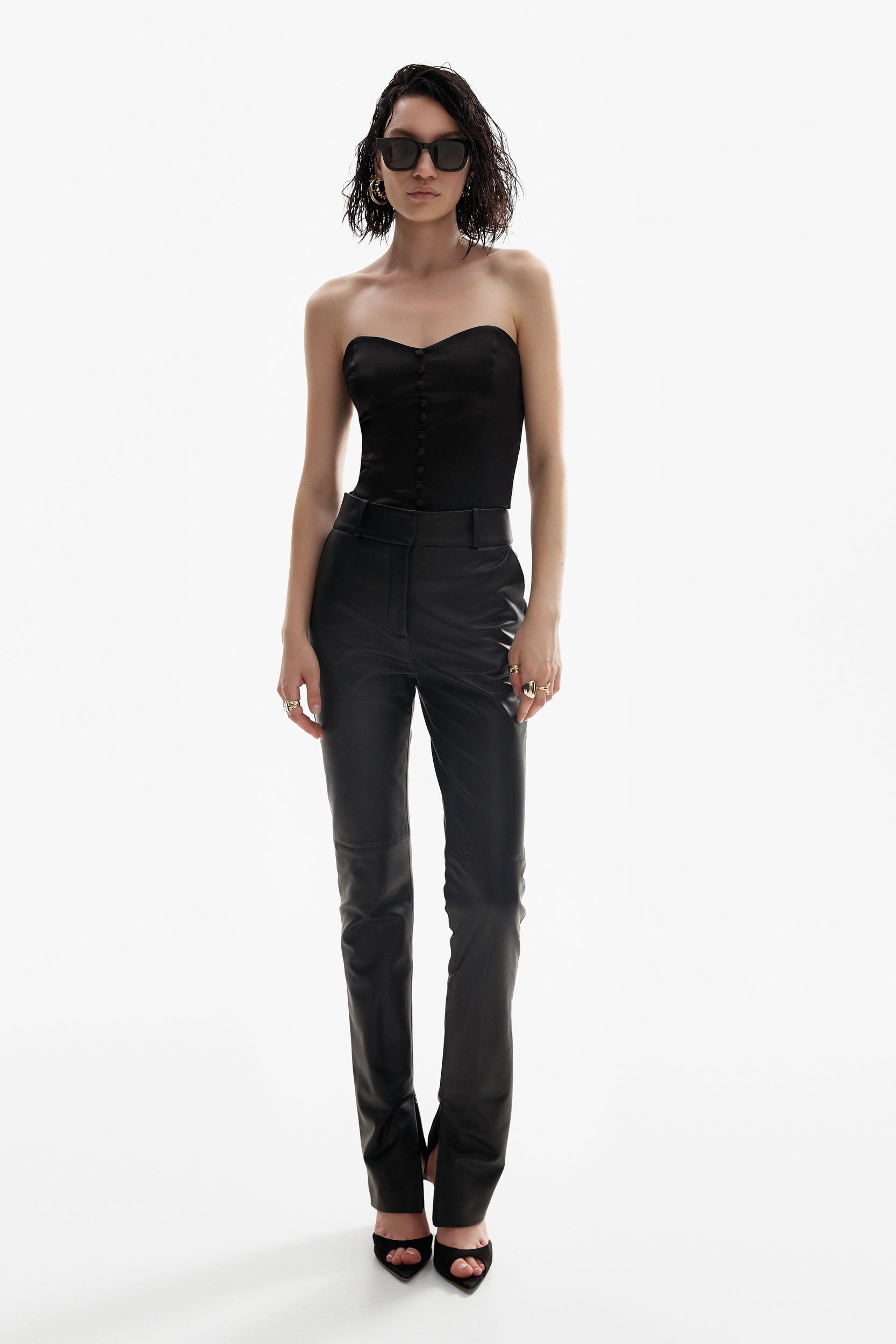 Strapless corset top in black