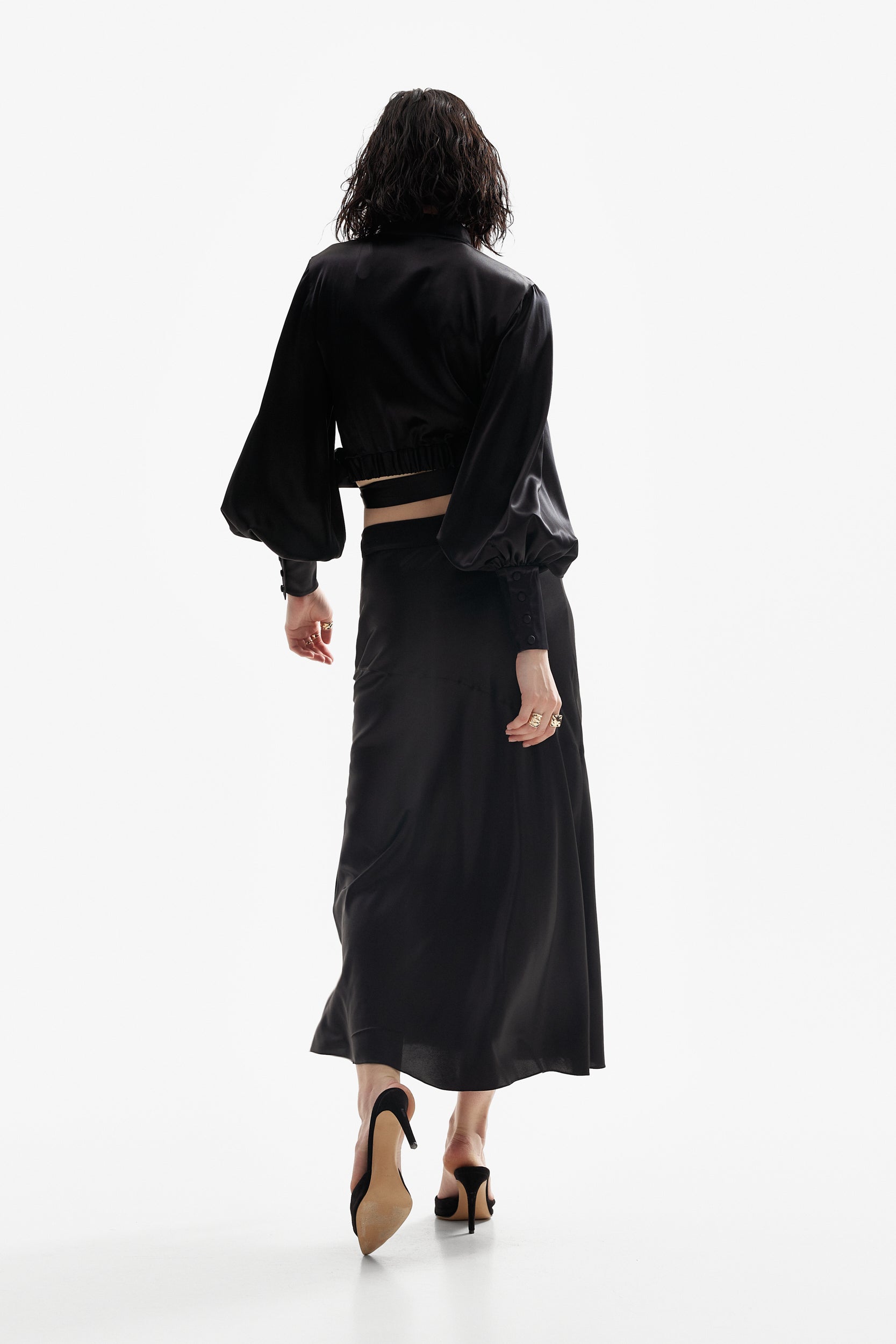 Wrap around blouse in black