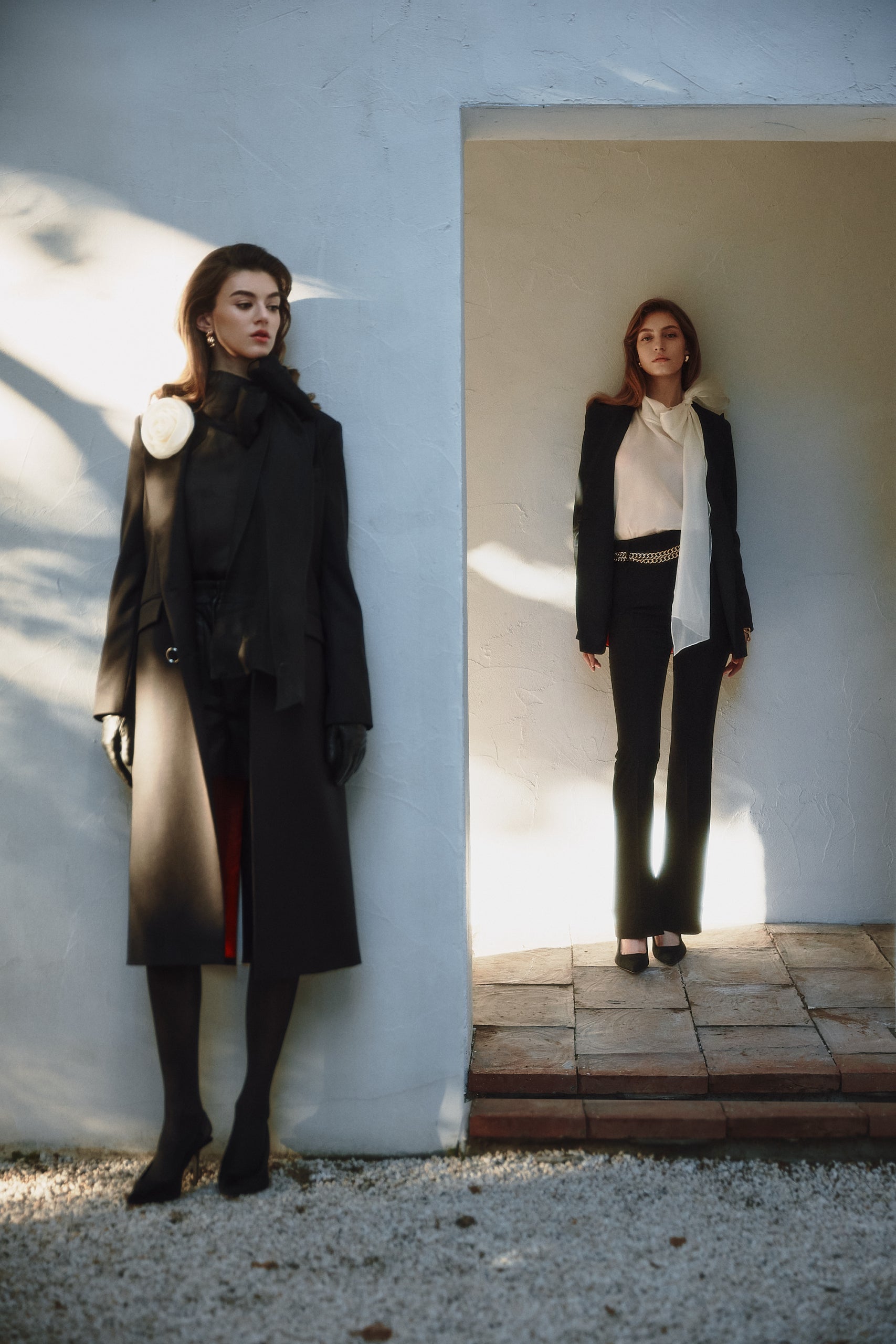Belted midi trench coat in black