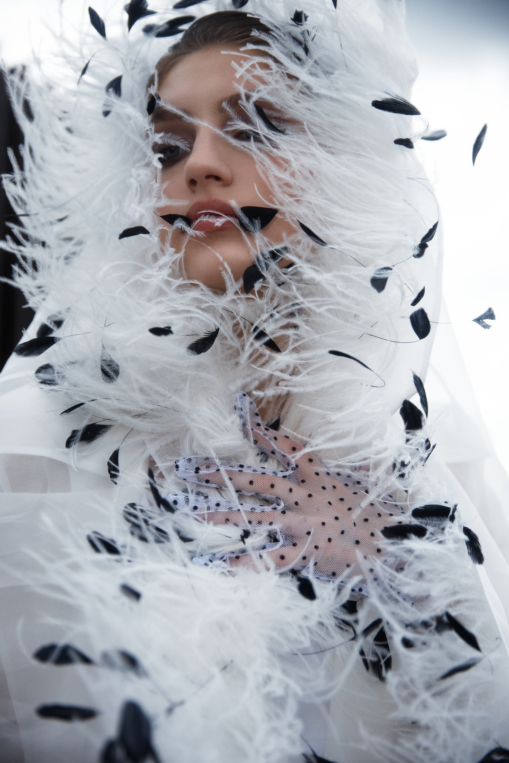 Sheer organza trench dress in white