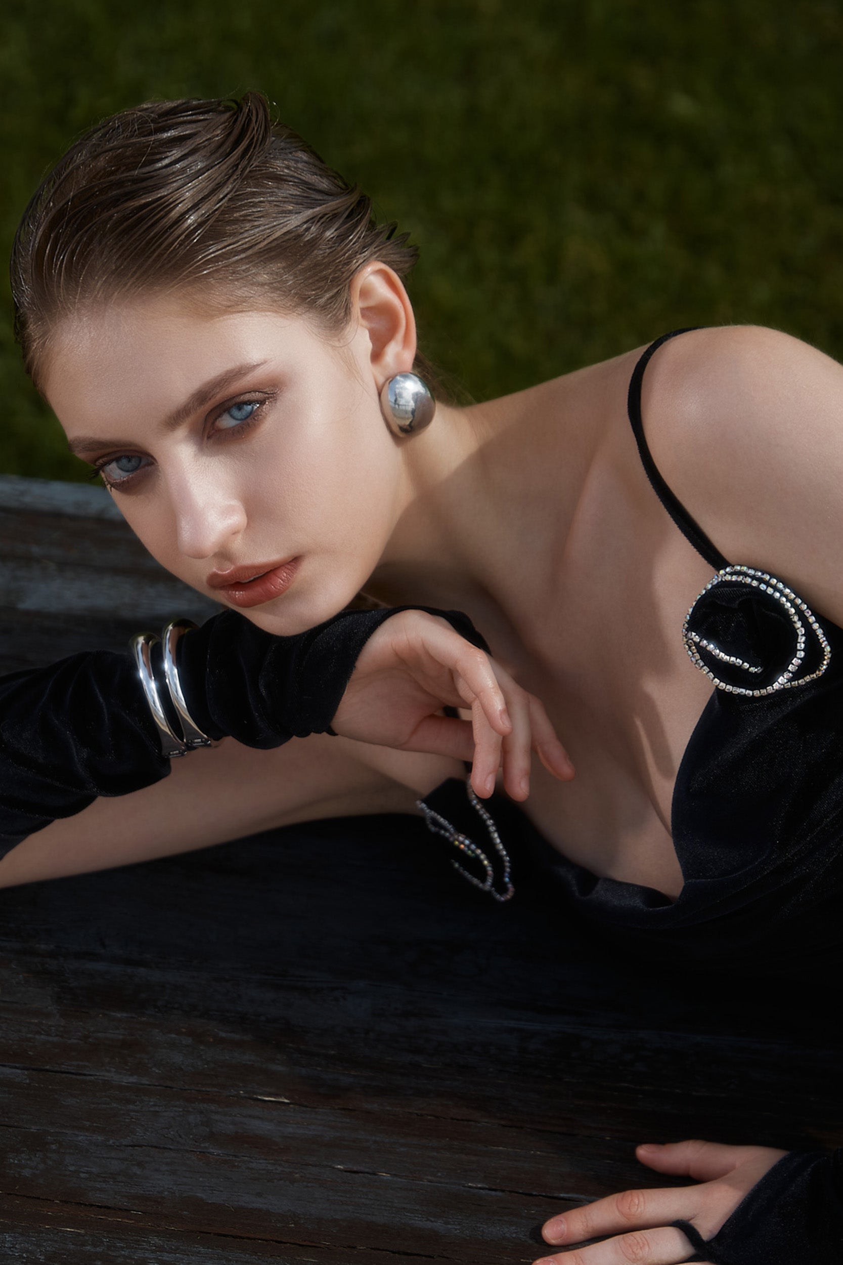 Black velvet maxi dress