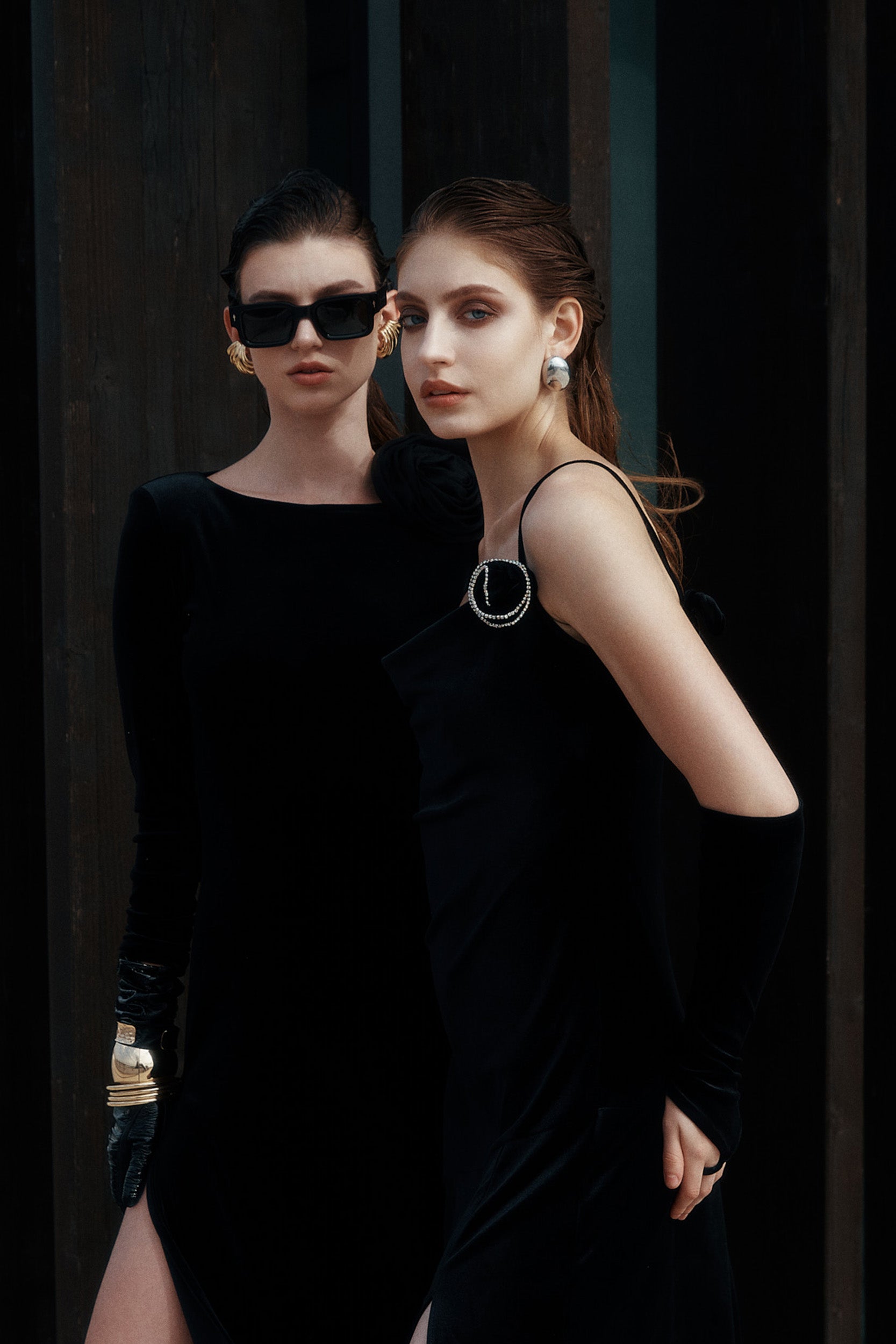 Black velvet maxi dress