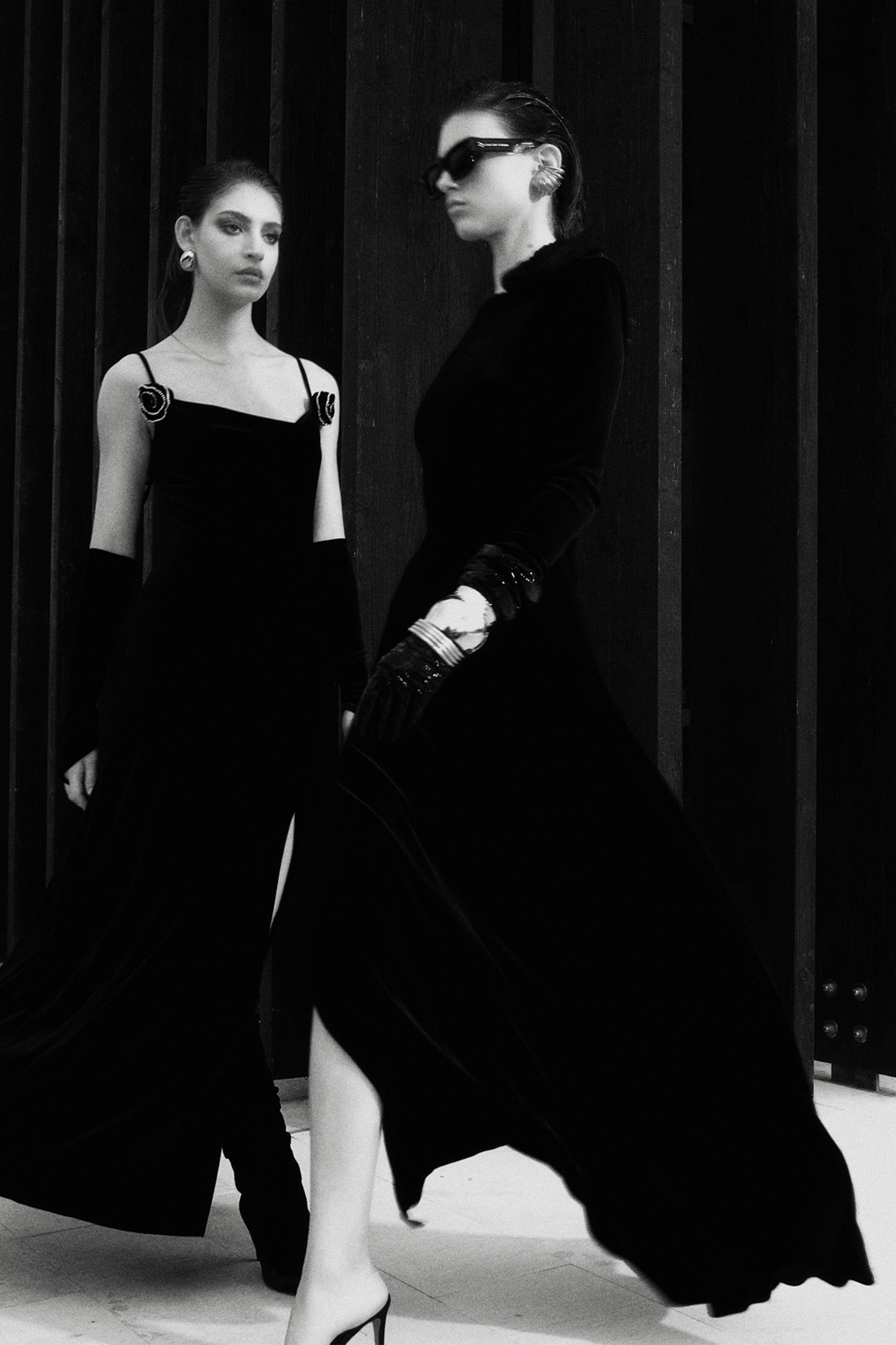 Black velvet maxi dress