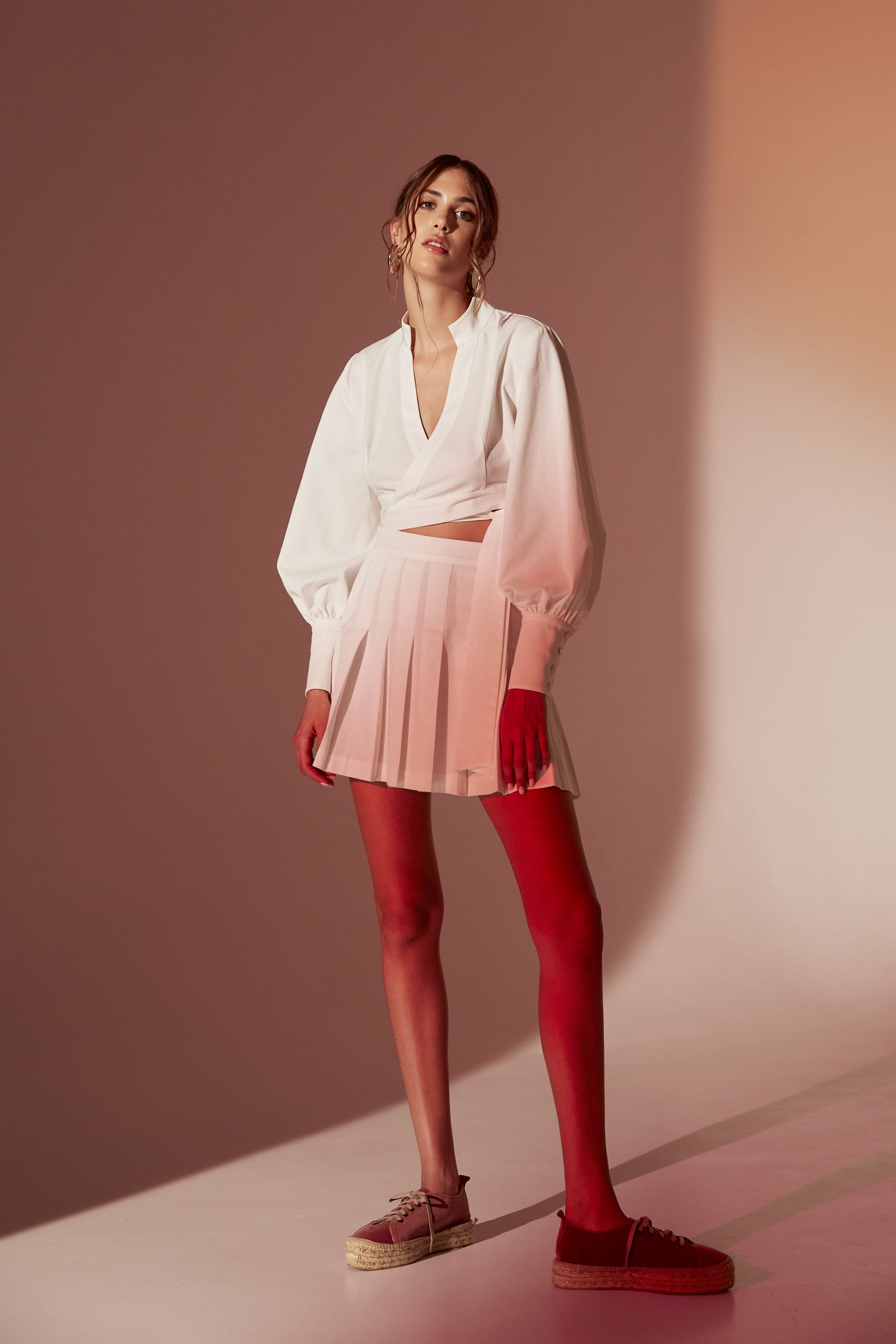 Pleated tennis skirt in white