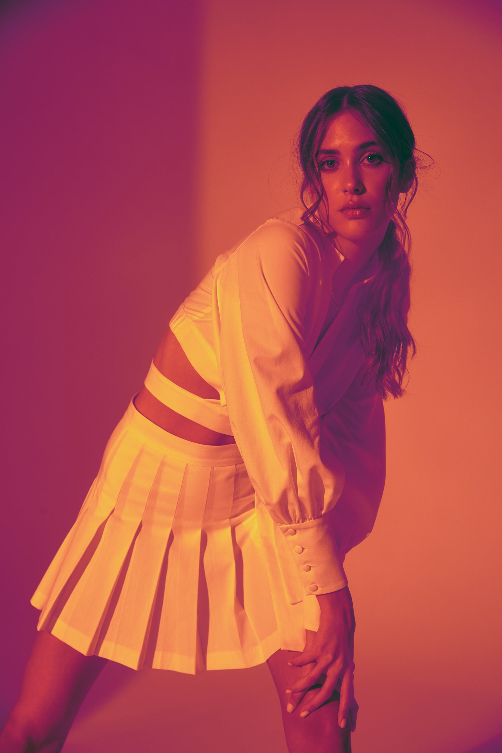 Wrap around crisp cotton blouse in white