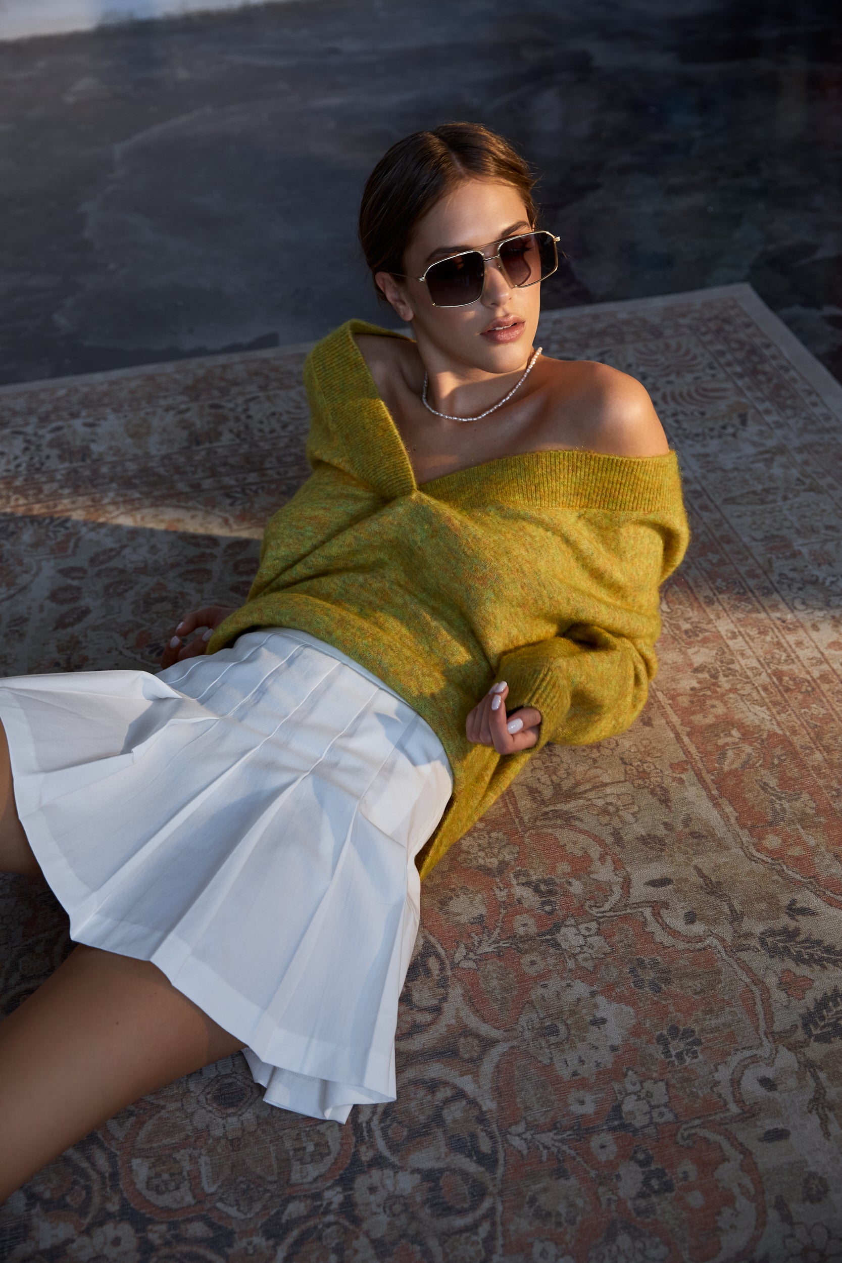 Pleated tennis skirt in white