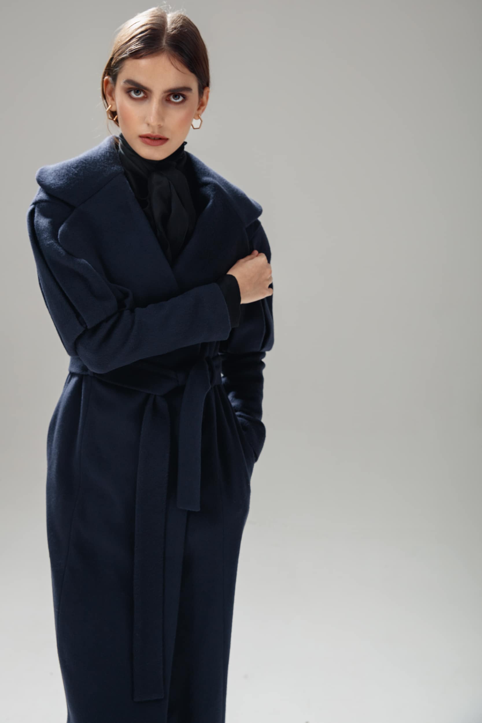 Statement Trench Coat in Navy Blue