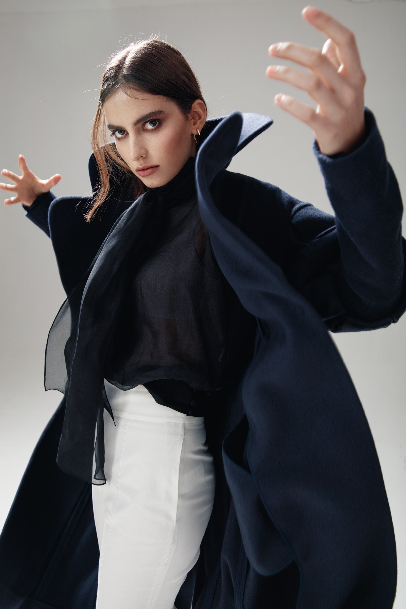 Statement Trench Coat in Navy Blue