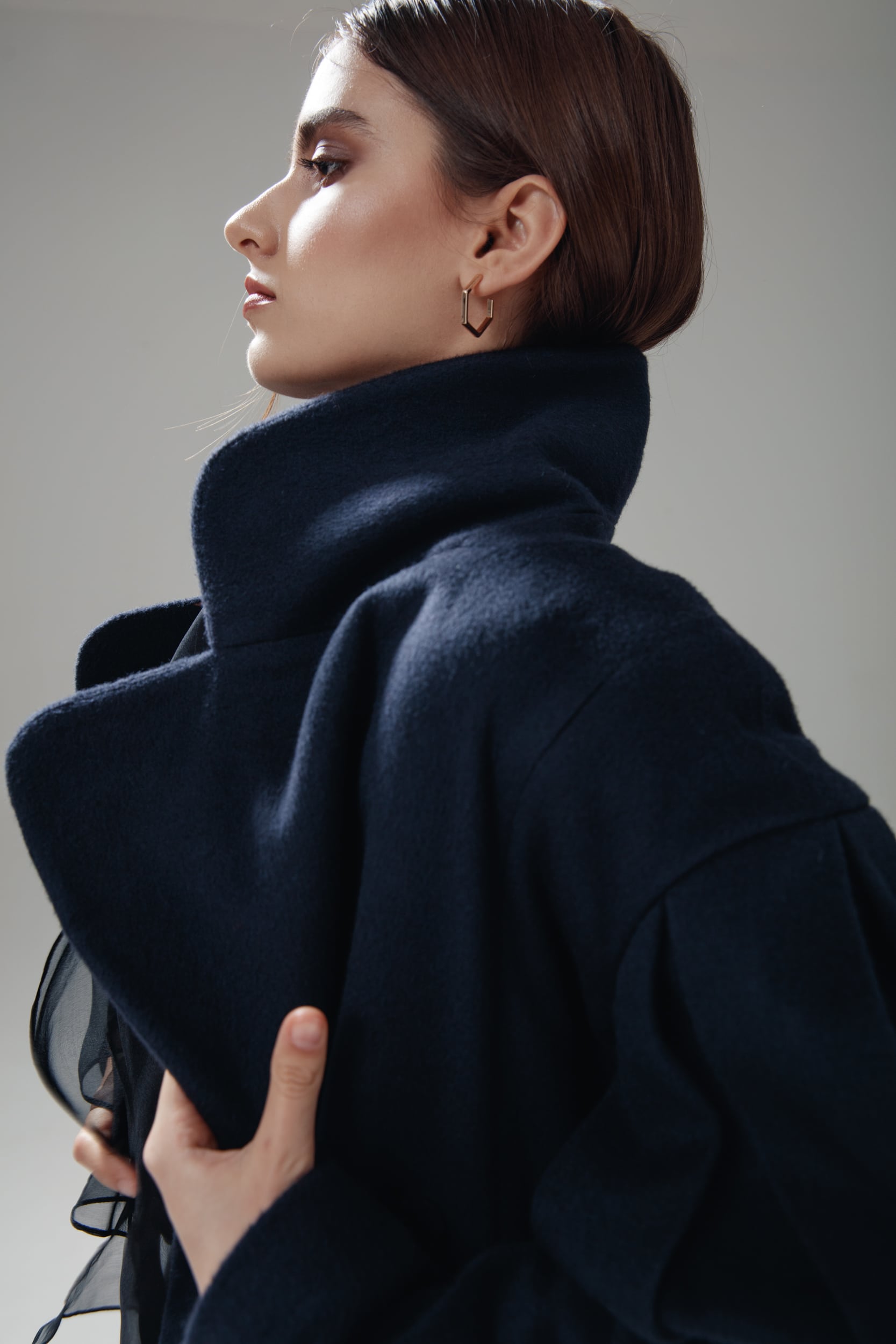 Statement Trench Coat in Navy Blue