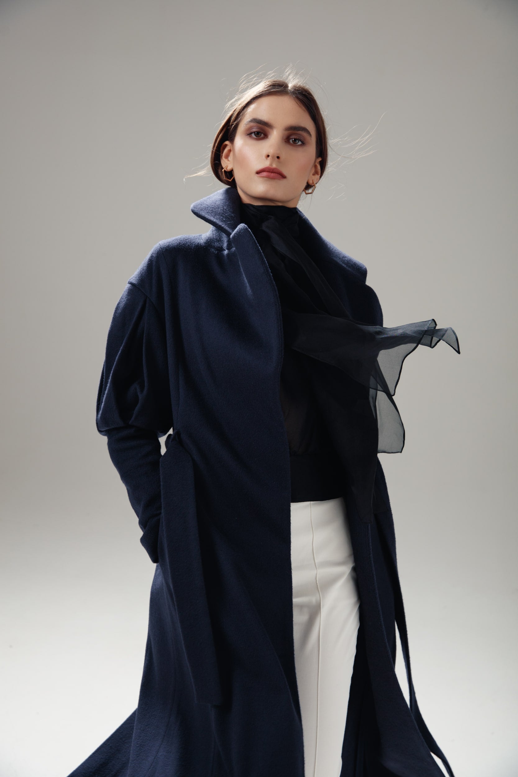 Statement Trench Coat in Navy Blue