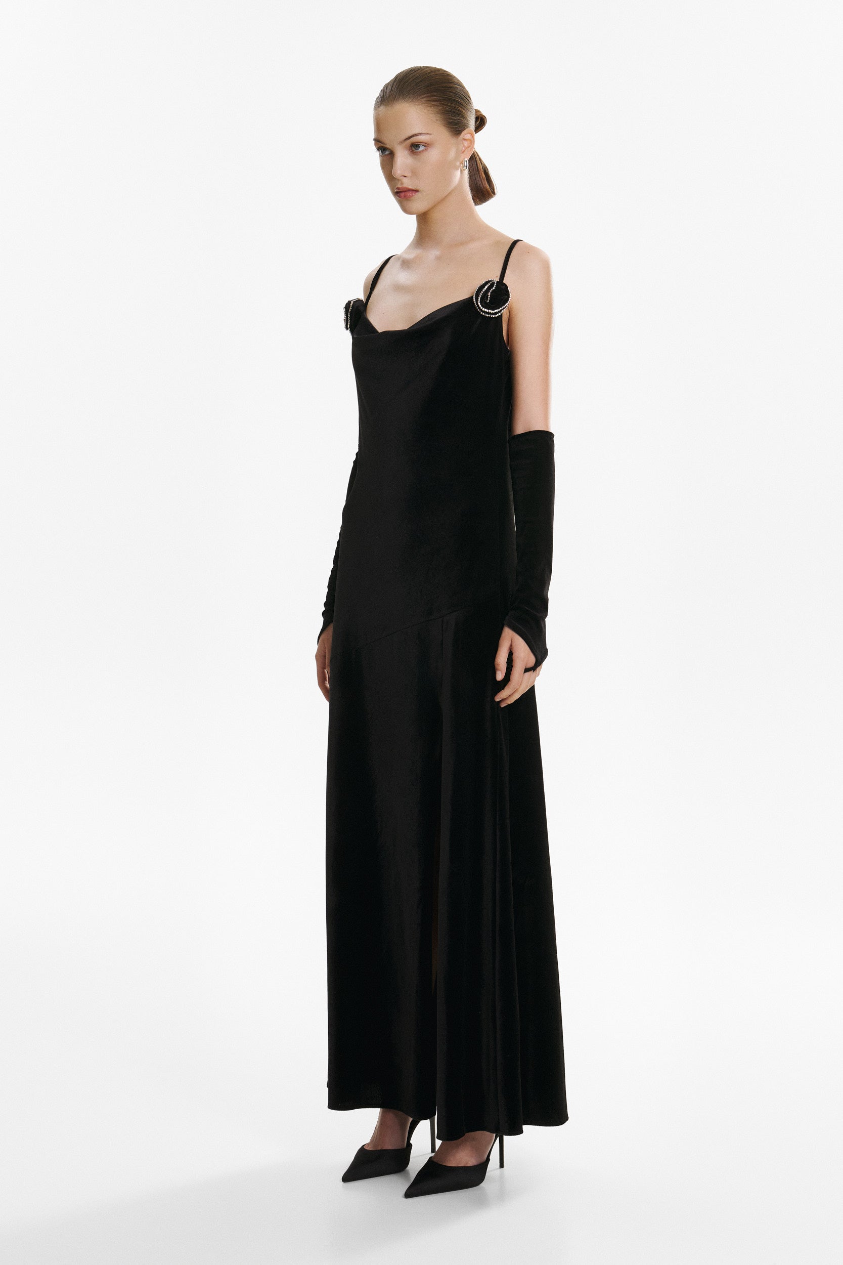 Black velvet maxi dress