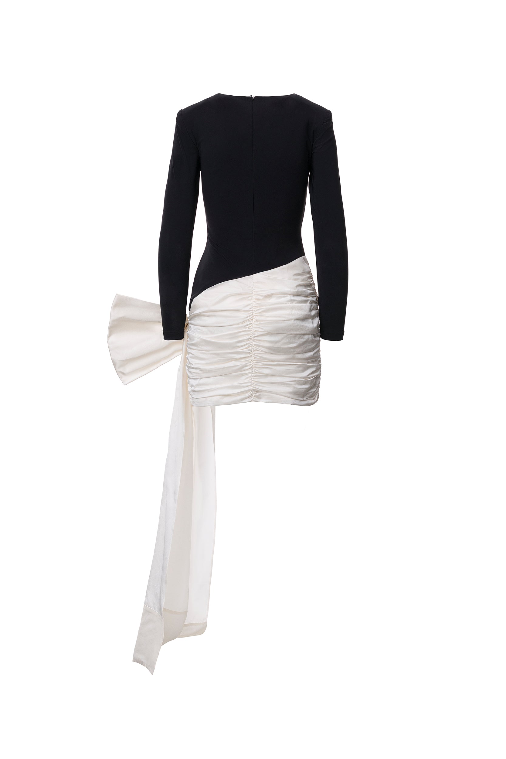 Bow-detail asymmetric mini dress