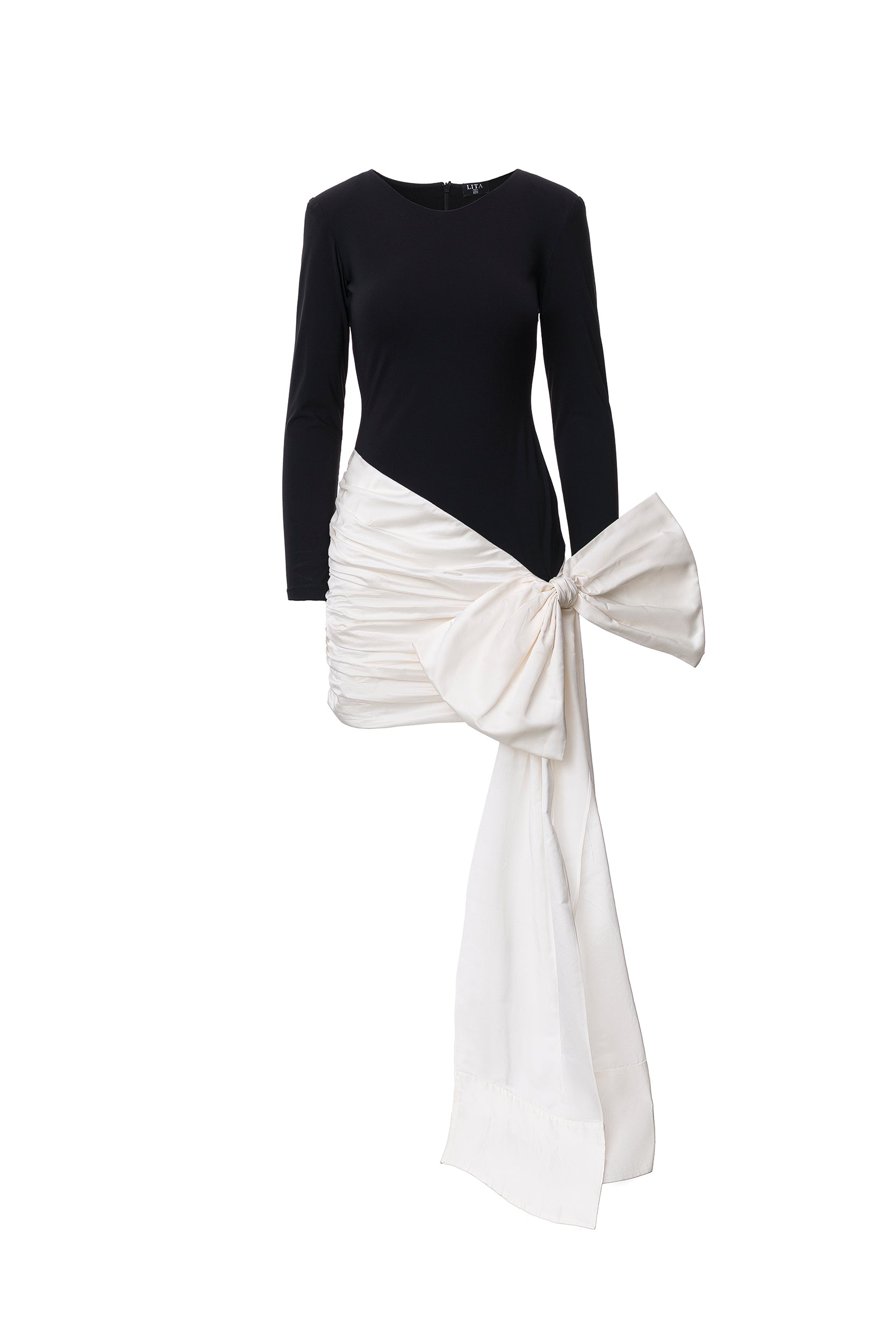 Bow-detail asymmetric mini dress