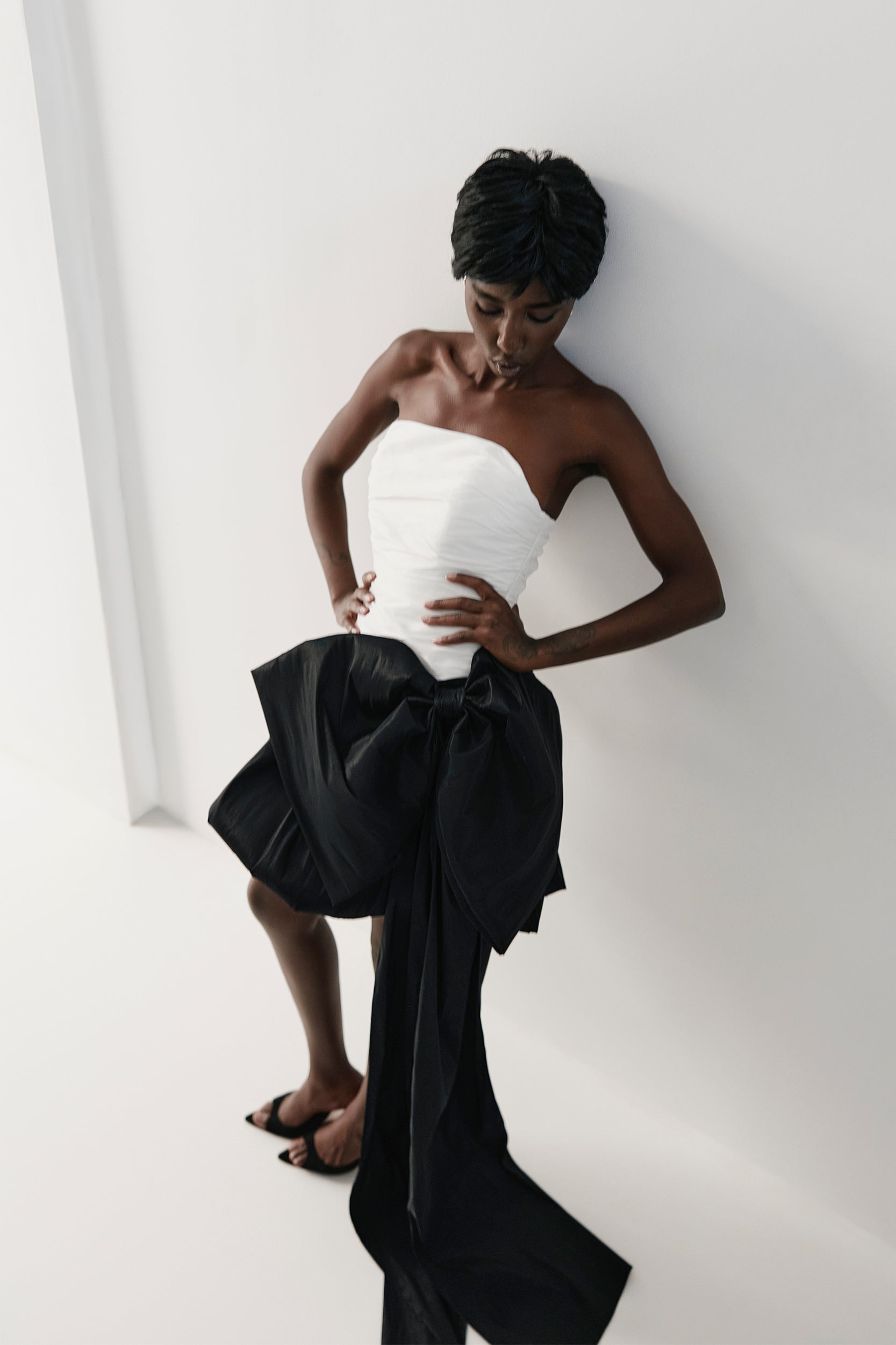 Corset top in white taffeta