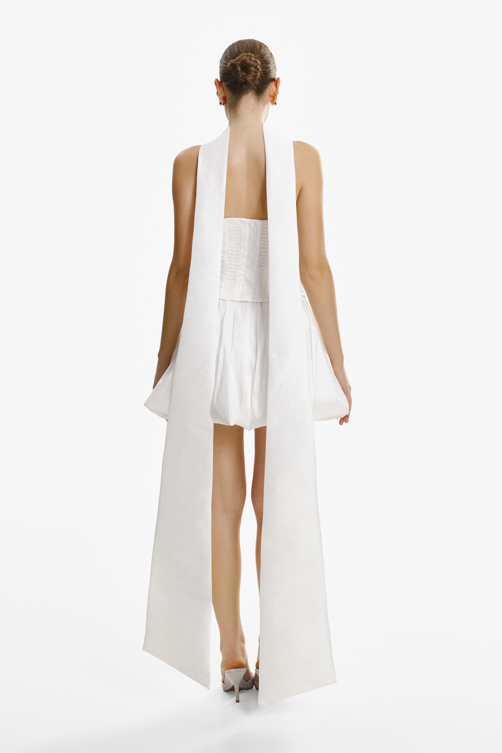 Corset top in white taffeta