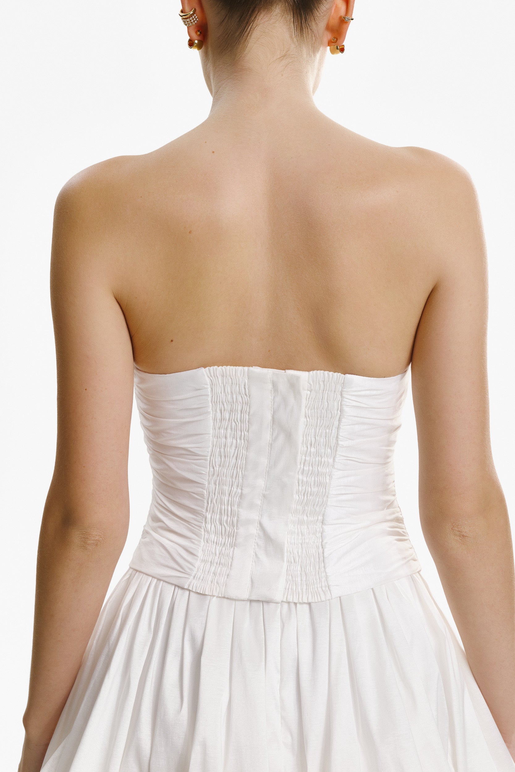 Corset top in white taffeta