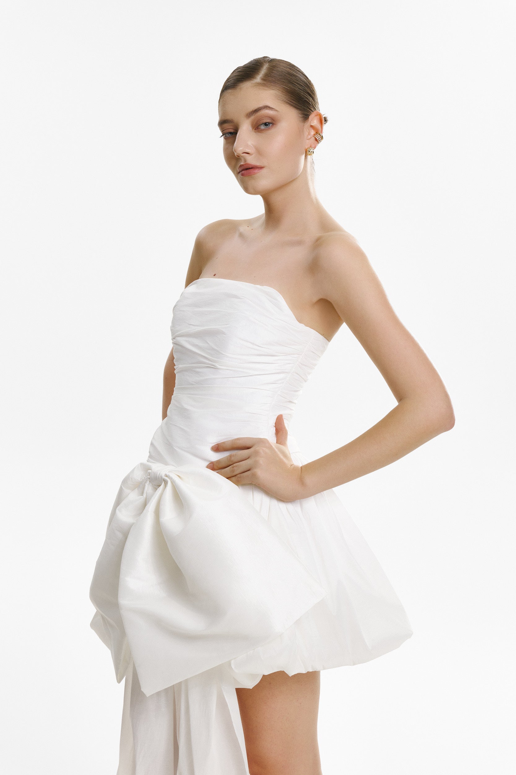 Corset top in white taffeta