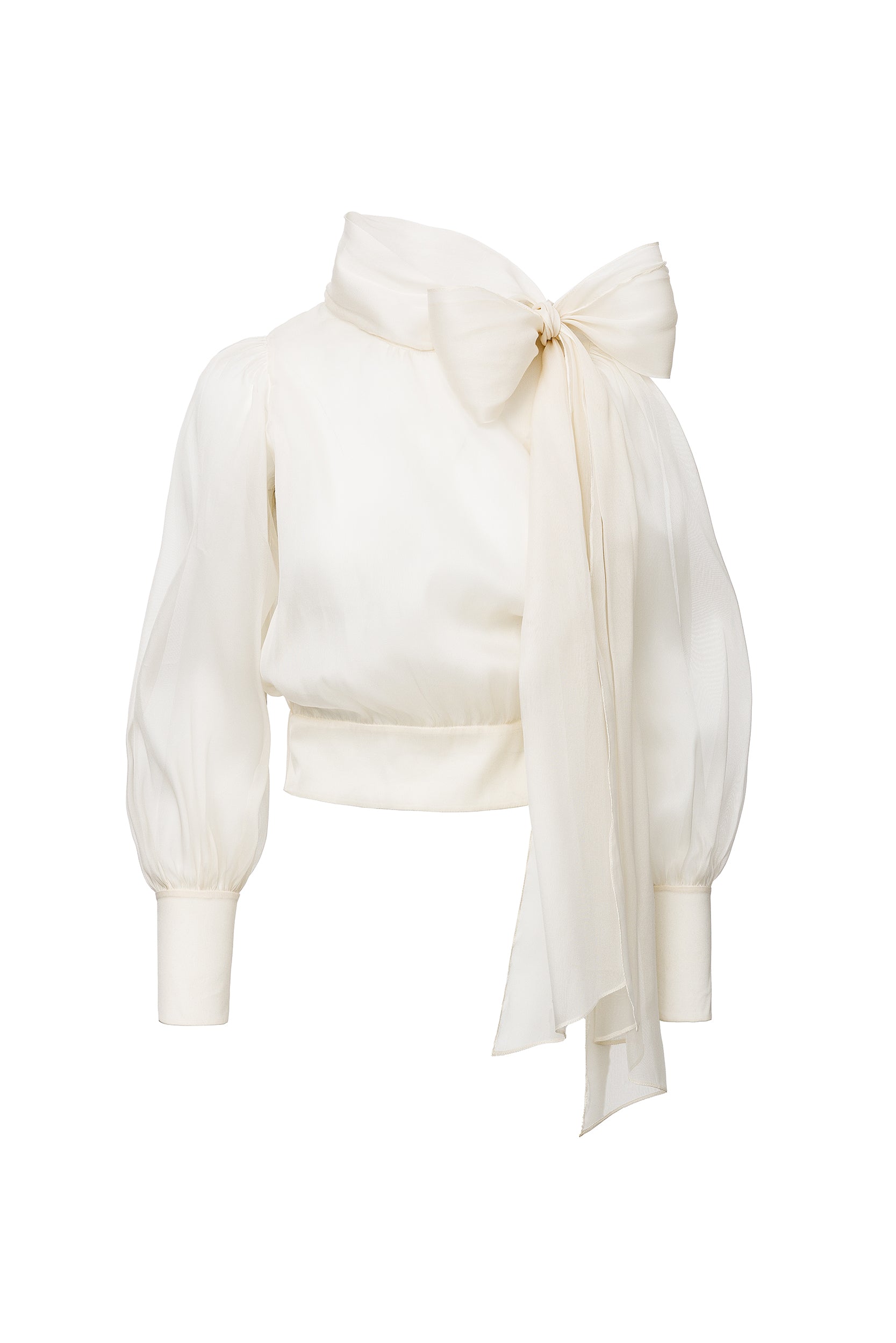 Flawless Beige Bow Blouse