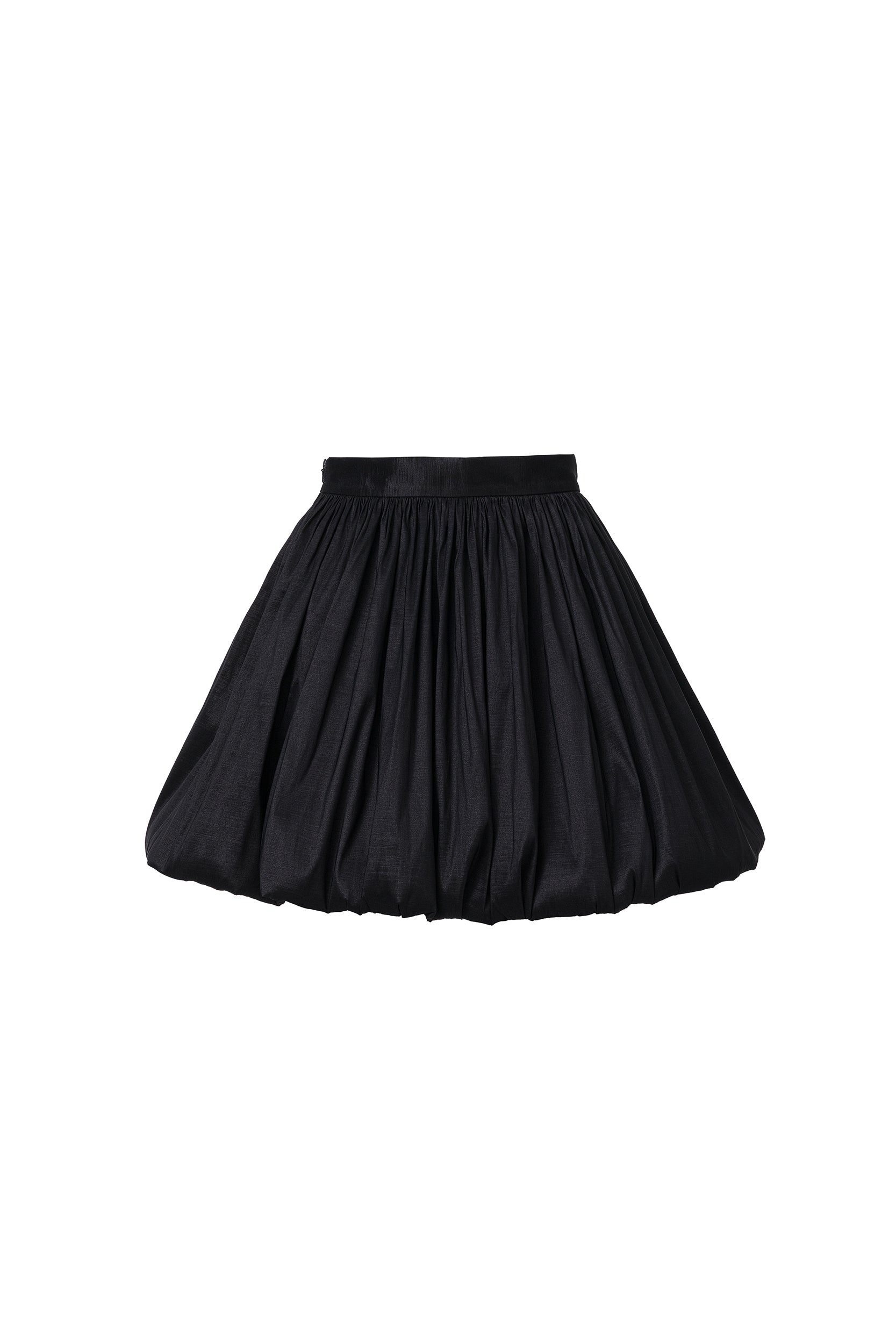 Mini bubble skirt in black taffeta
