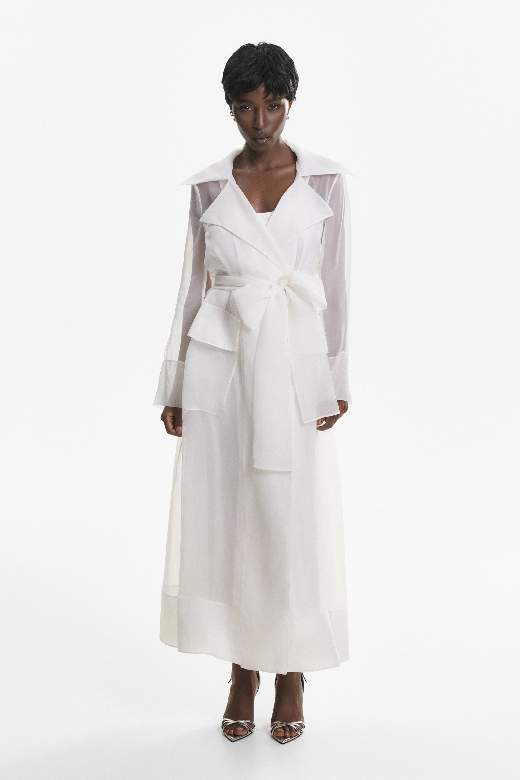 See Through White Organza Trench Dress 32 See Through White Organza Trench Dress 32