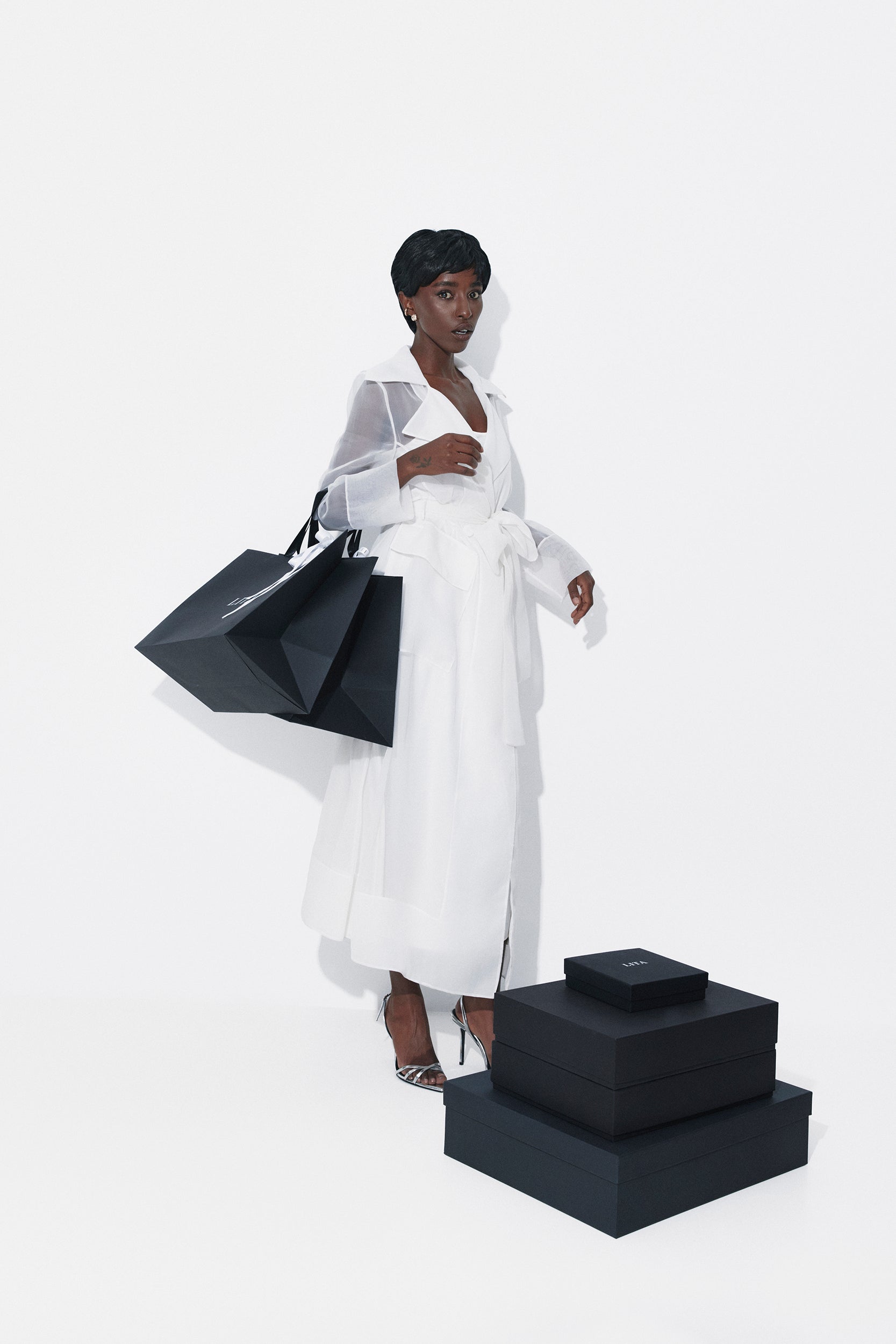 See Through White Organza Trench Dress