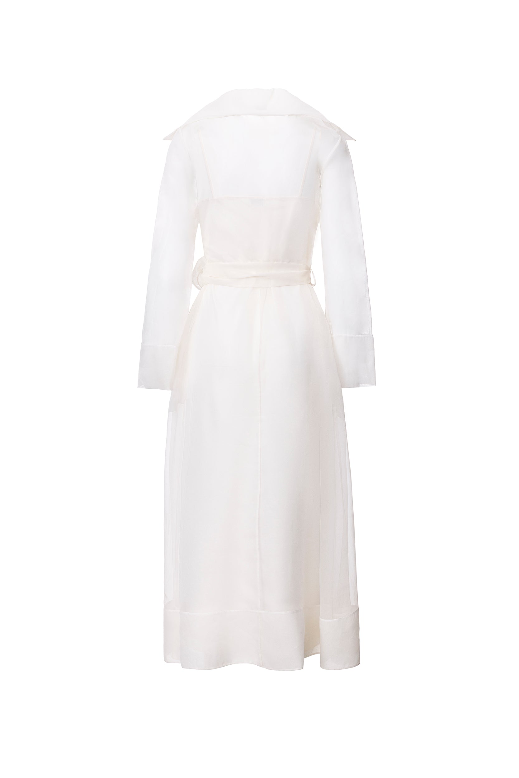 See Through White Organza Trench Dress
