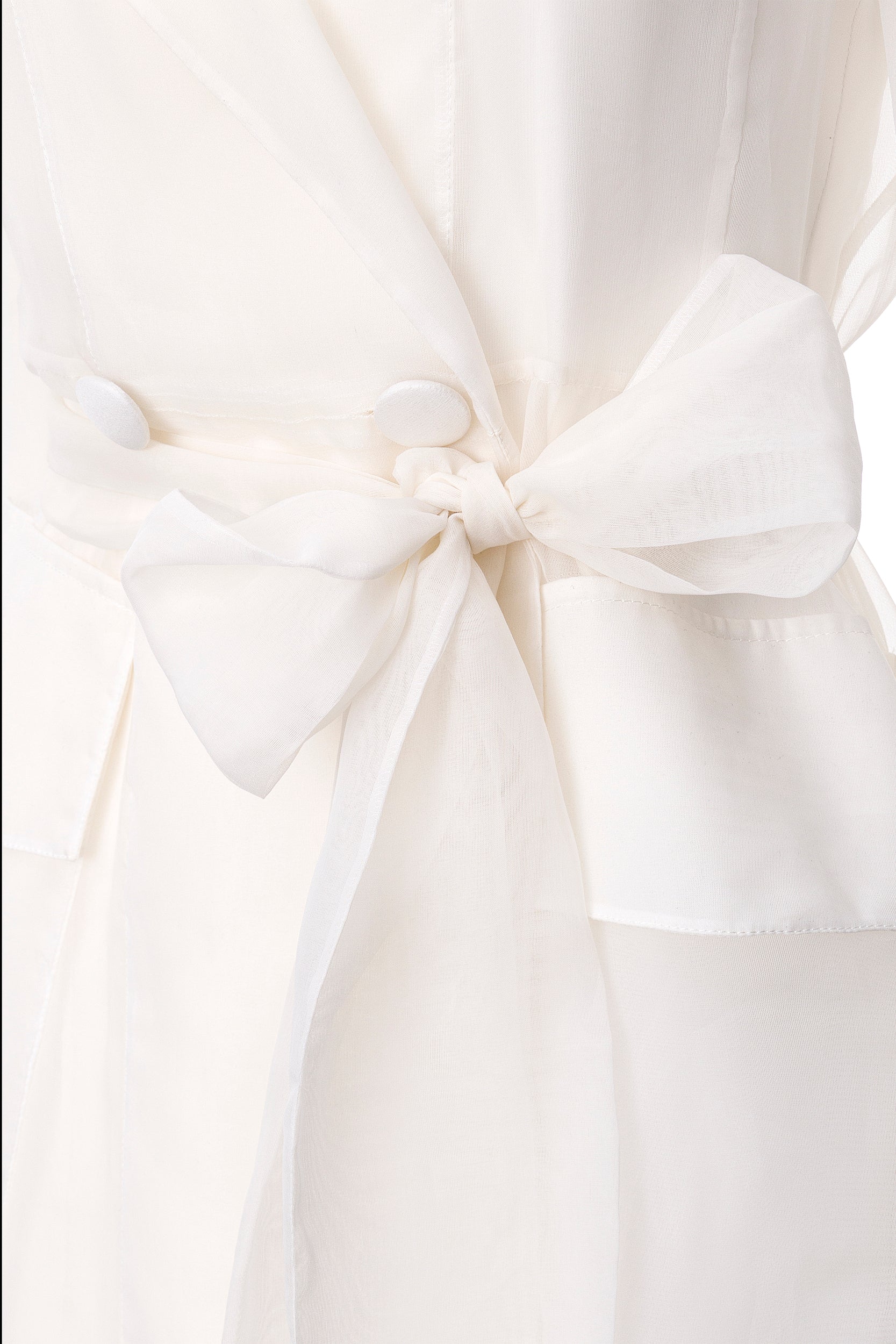 See Through White Organza Trench Dress