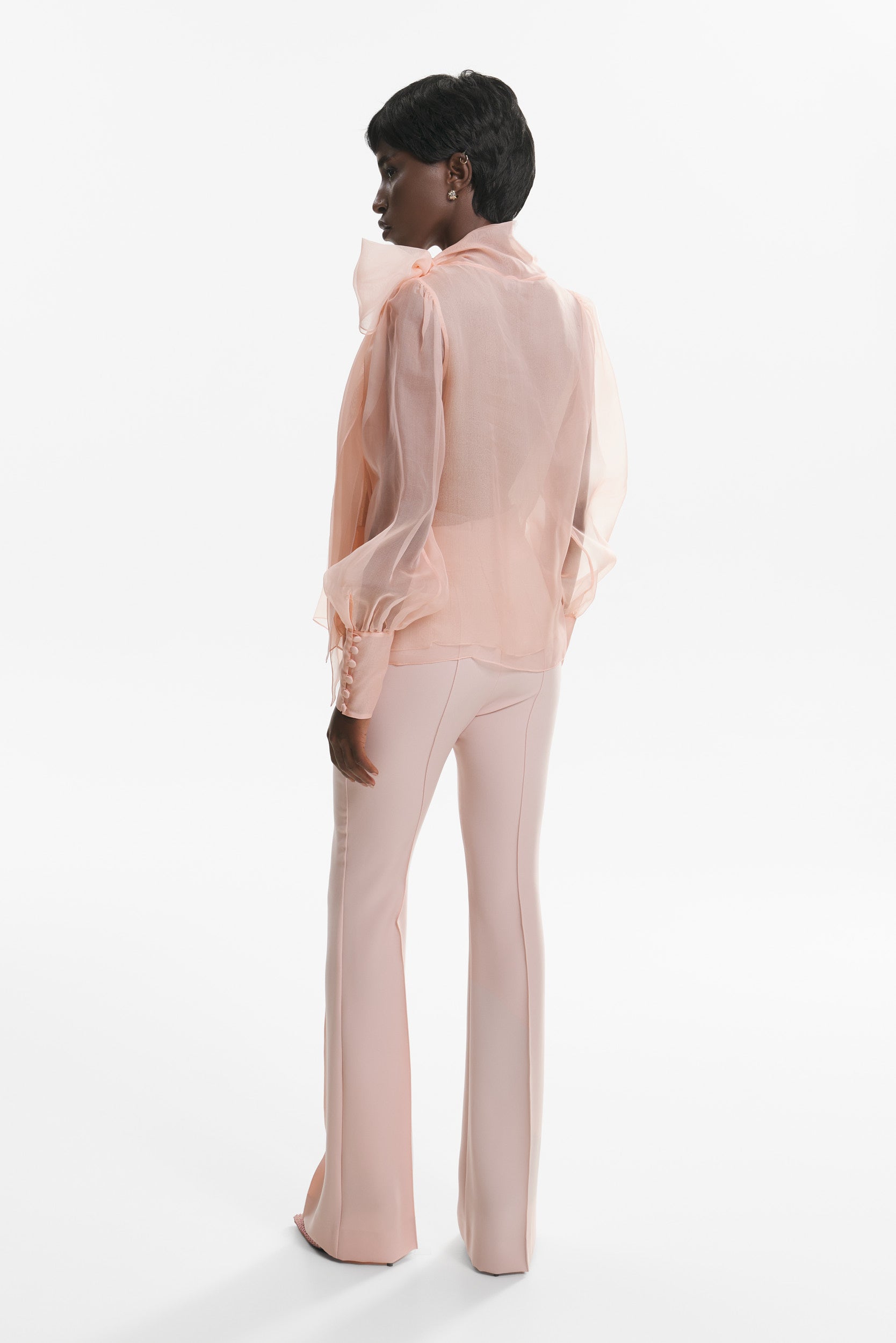 Sheer pink organza-silk blouse