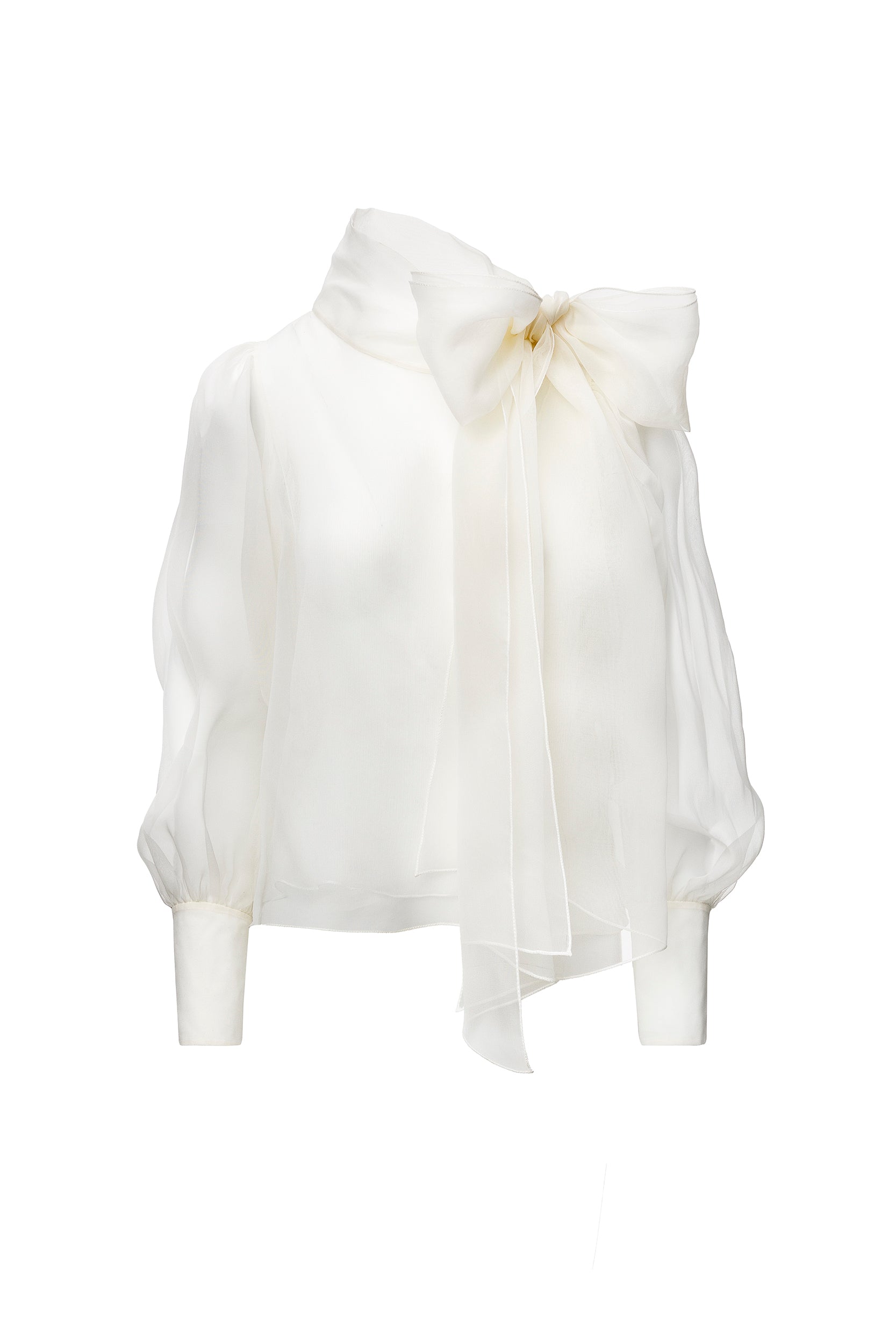 Sheer white organza-silk blouse