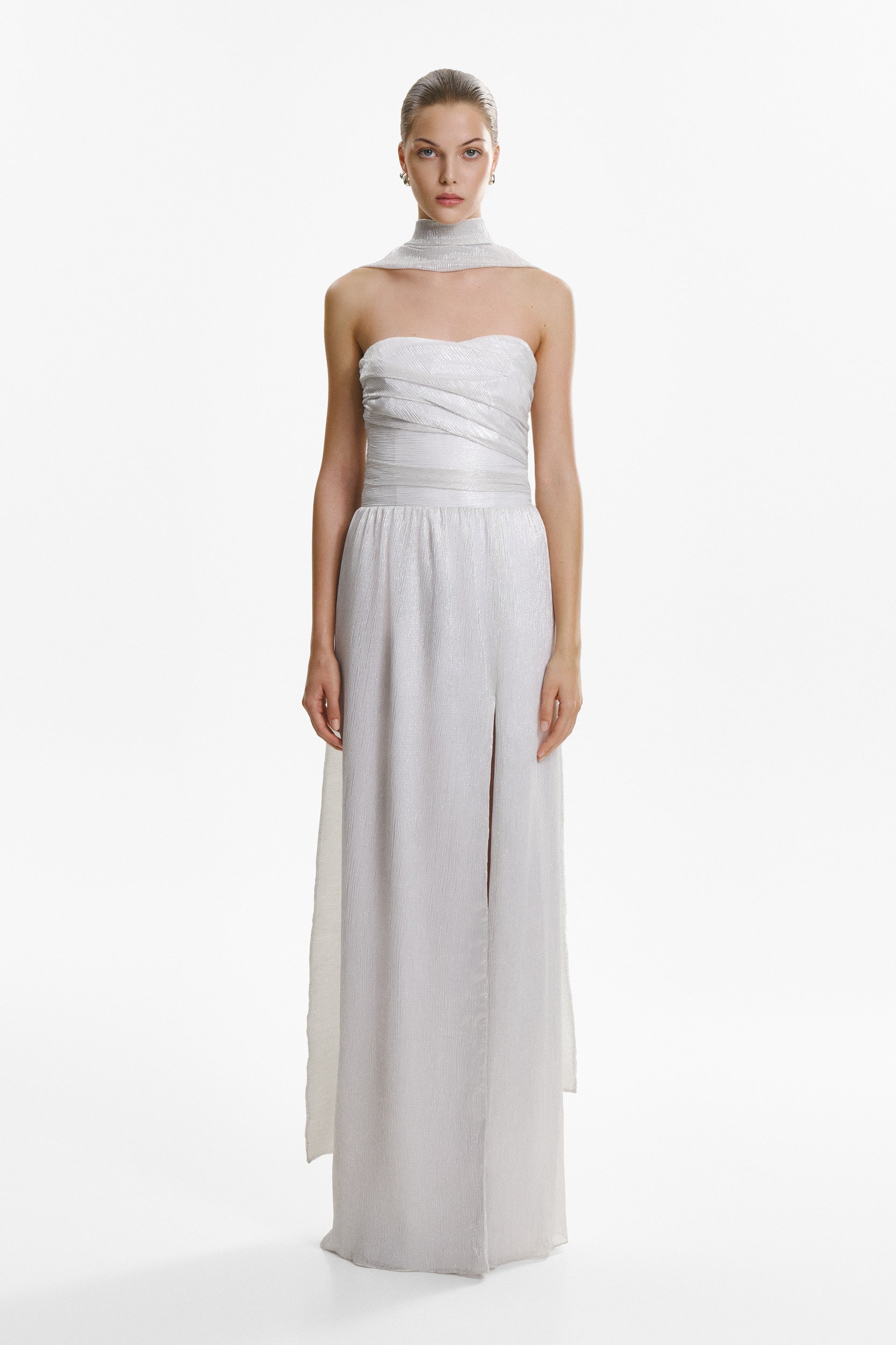 Strapless corset pearl dress