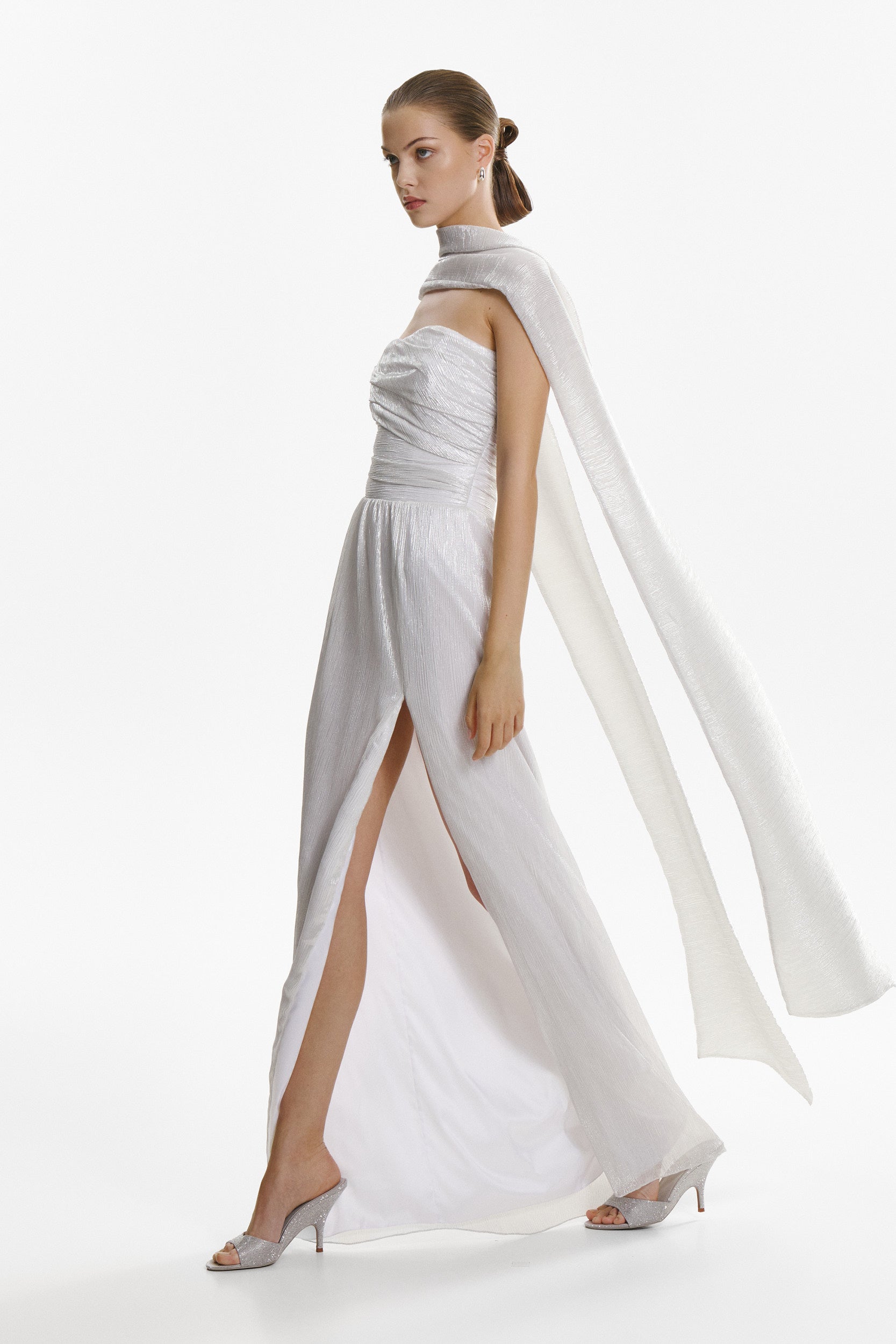 Strapless corset pearl dress