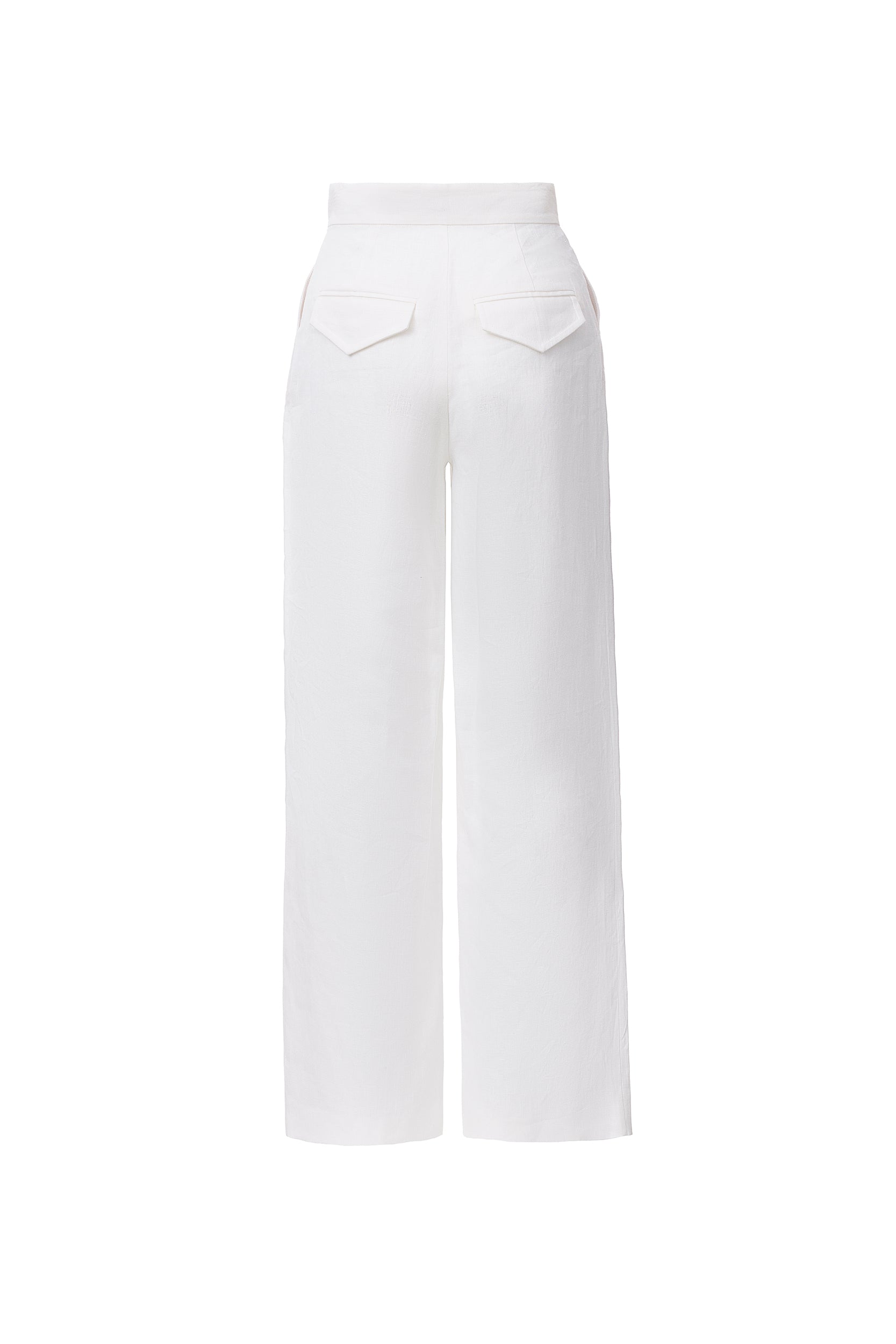 Wide-leg trousers in white linen