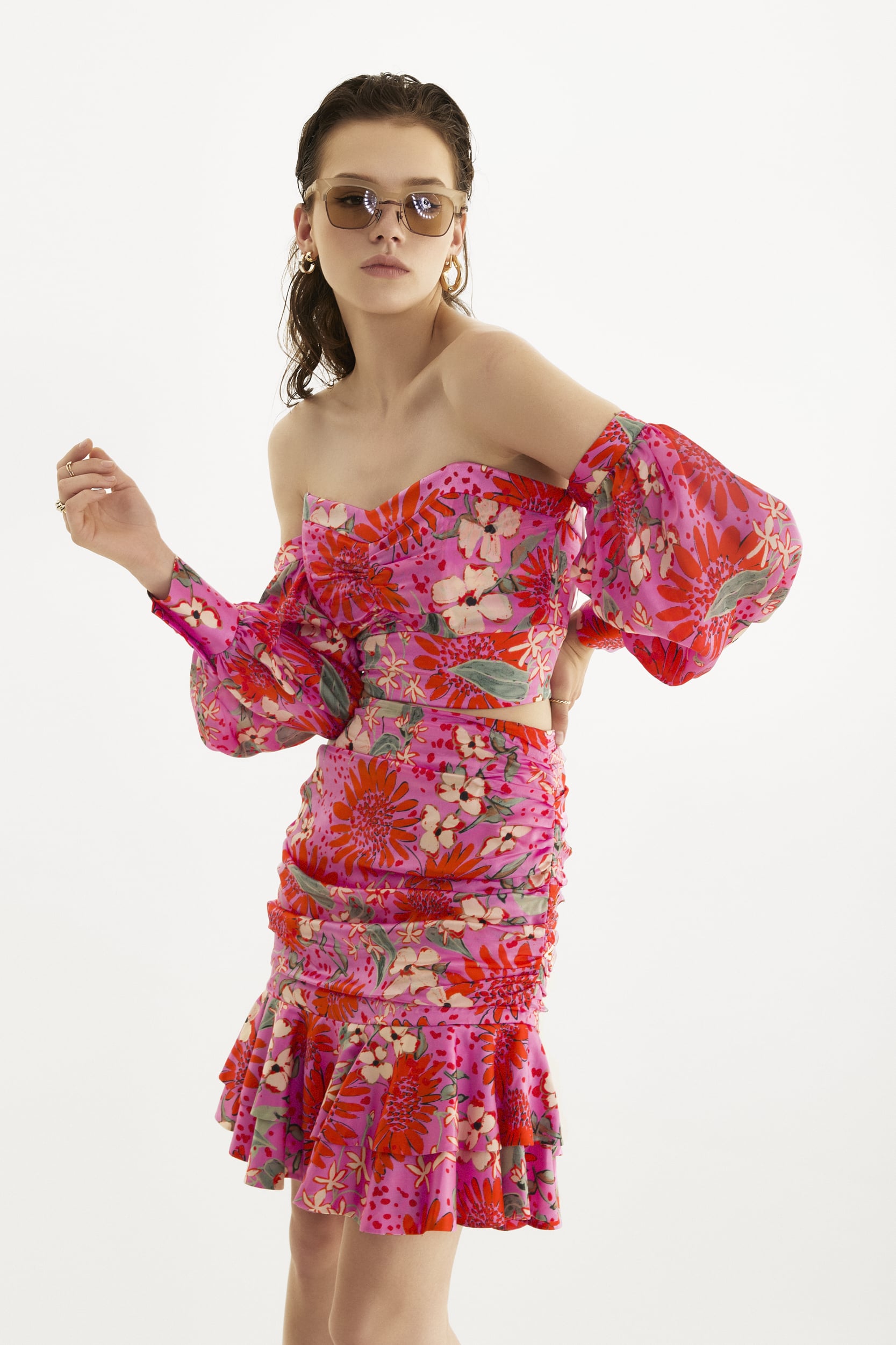 Summer Bouquet Off-The-Shoulders Crop Top