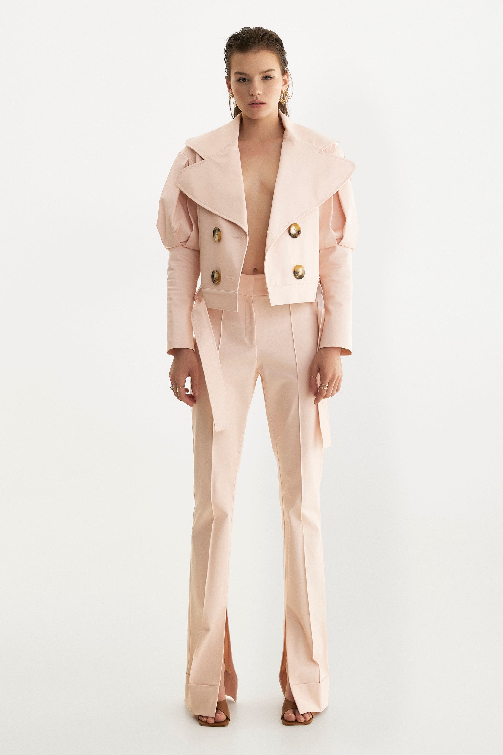 Statement jacket with oversized lapels in pink