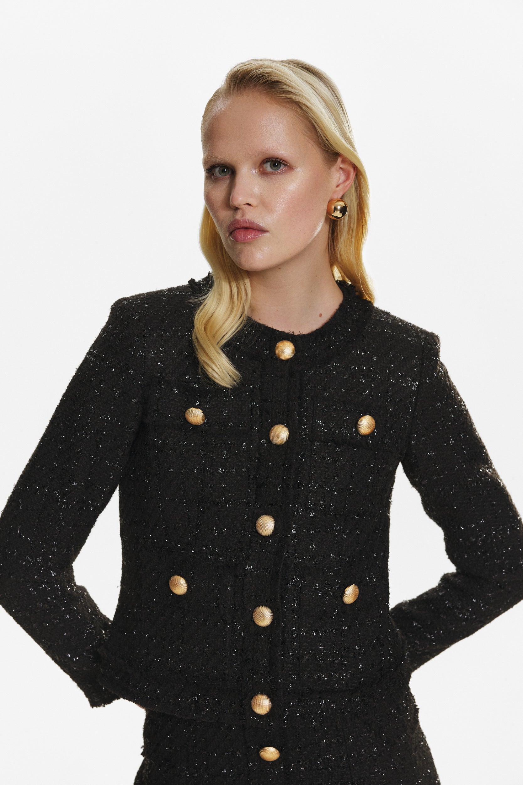 Black tweed mini skirt