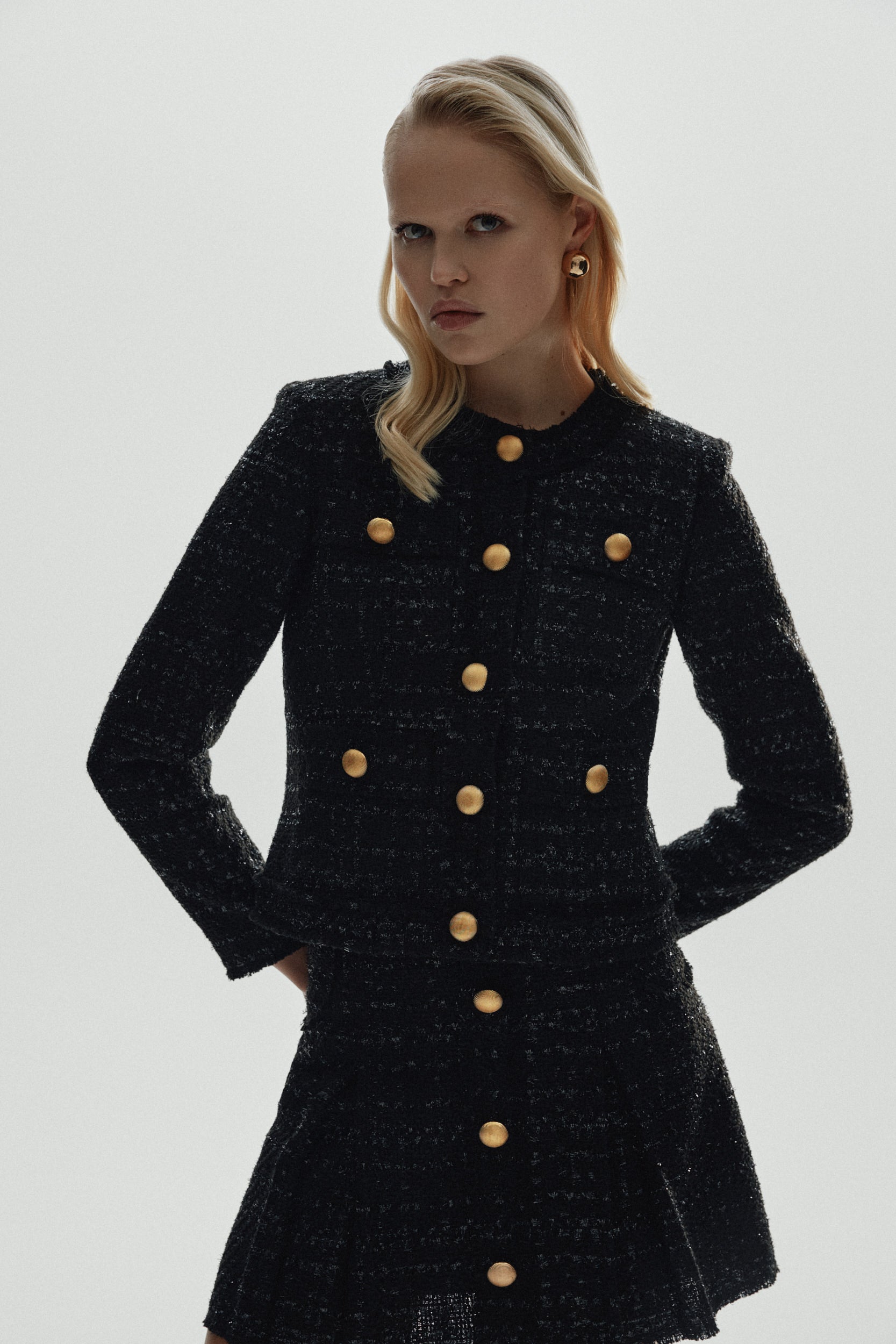 Black tweed mini skirt
