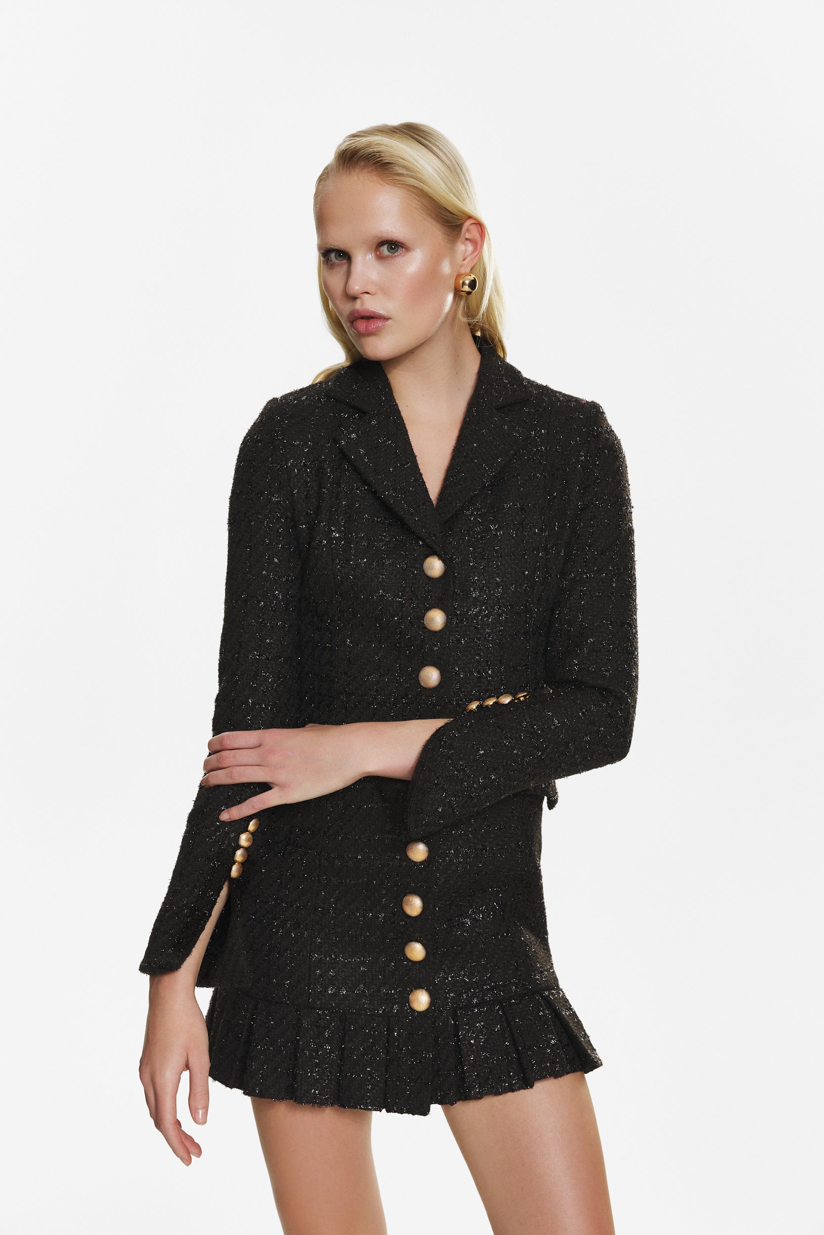 Black tweed mini dress