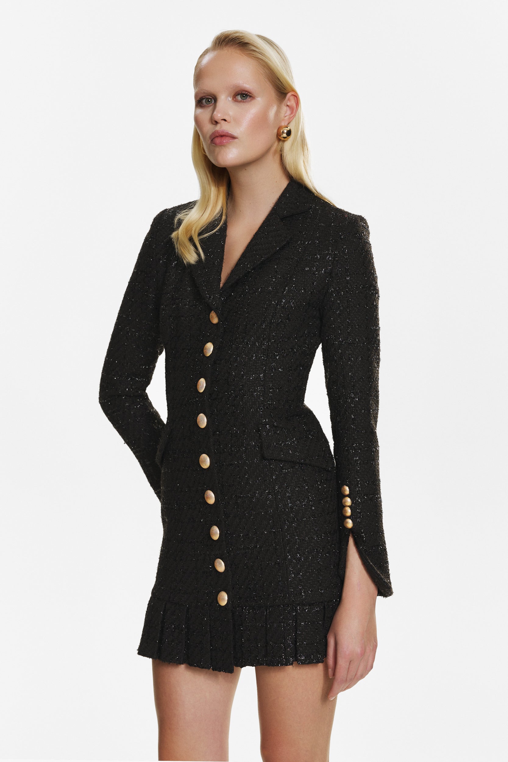 Black tweed mini dress